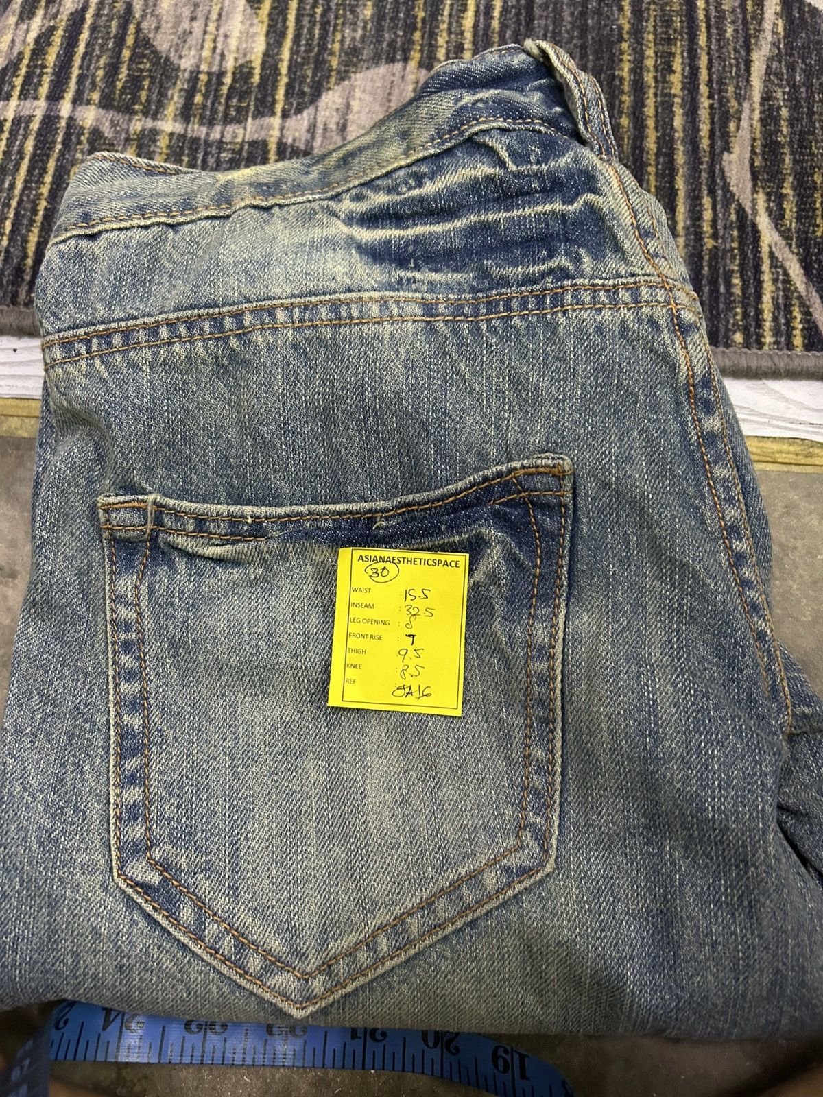 Le Grande Bleu (L.G.B.) Betty Blue Love Denim Fade Washed Patina Heavy Stacked Hem Size US 30 / EU 46 - 21 Thumbnail