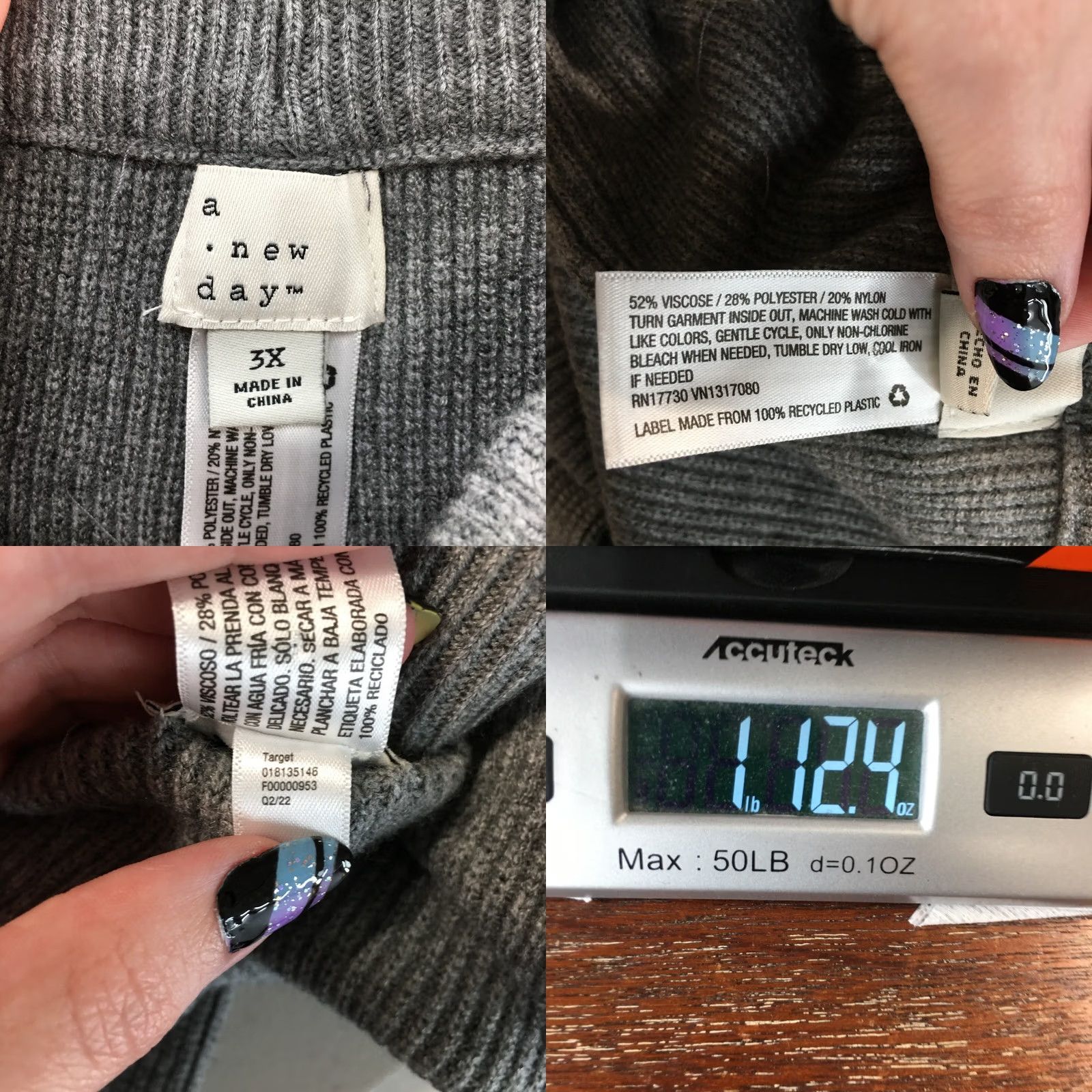 Vintage A New Day Ankle Wide-Leg Pants Womens 3X Gray High Rise Knit NEW Size 40" / US 18 - 10 Thumbnail