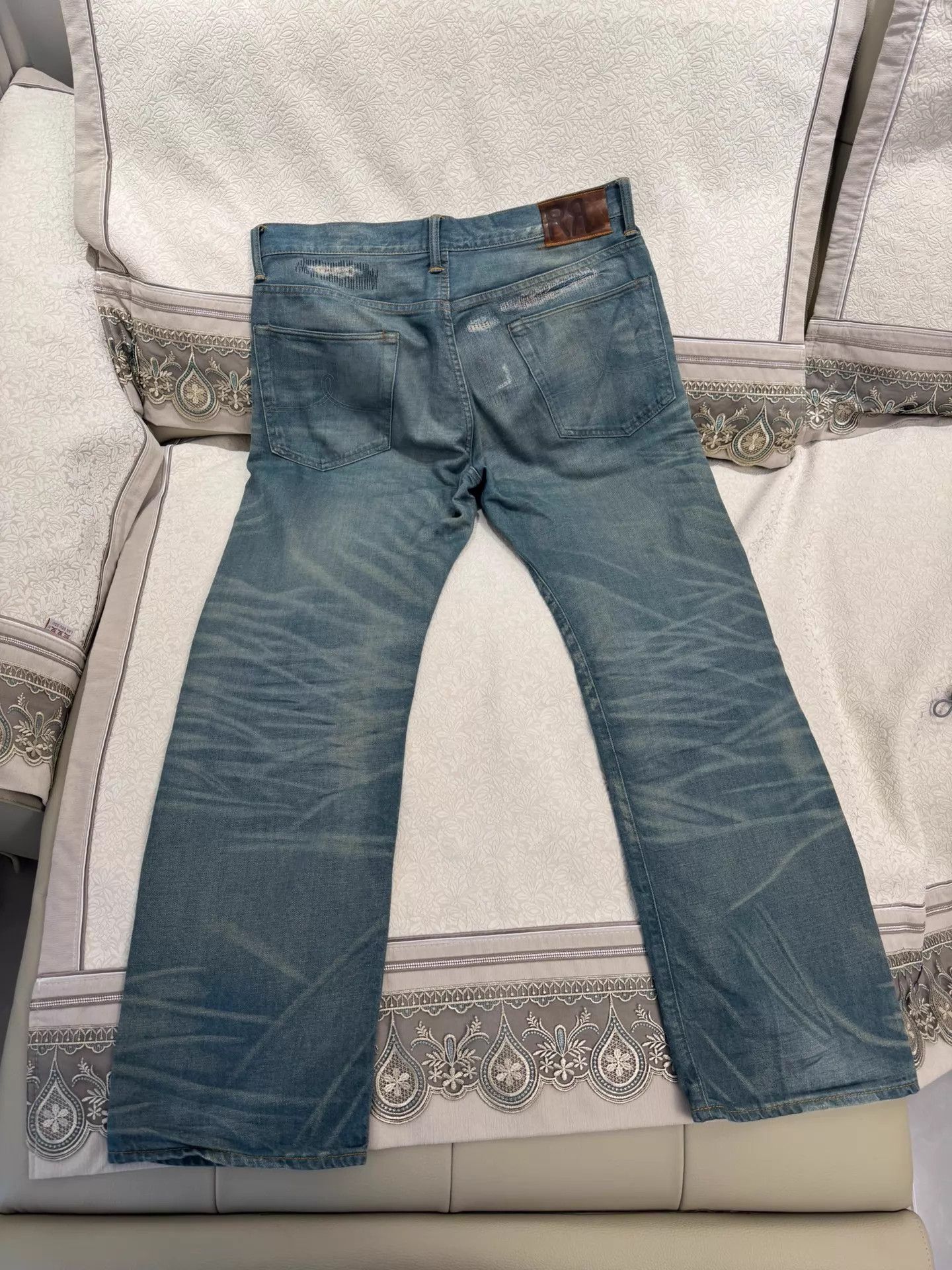 RRL Ralph Lauren DOUBLE RL Men's Blue Distressed Zipper Jeans 34x32 Size US 34 / EU 50 - 6 Thumbnail