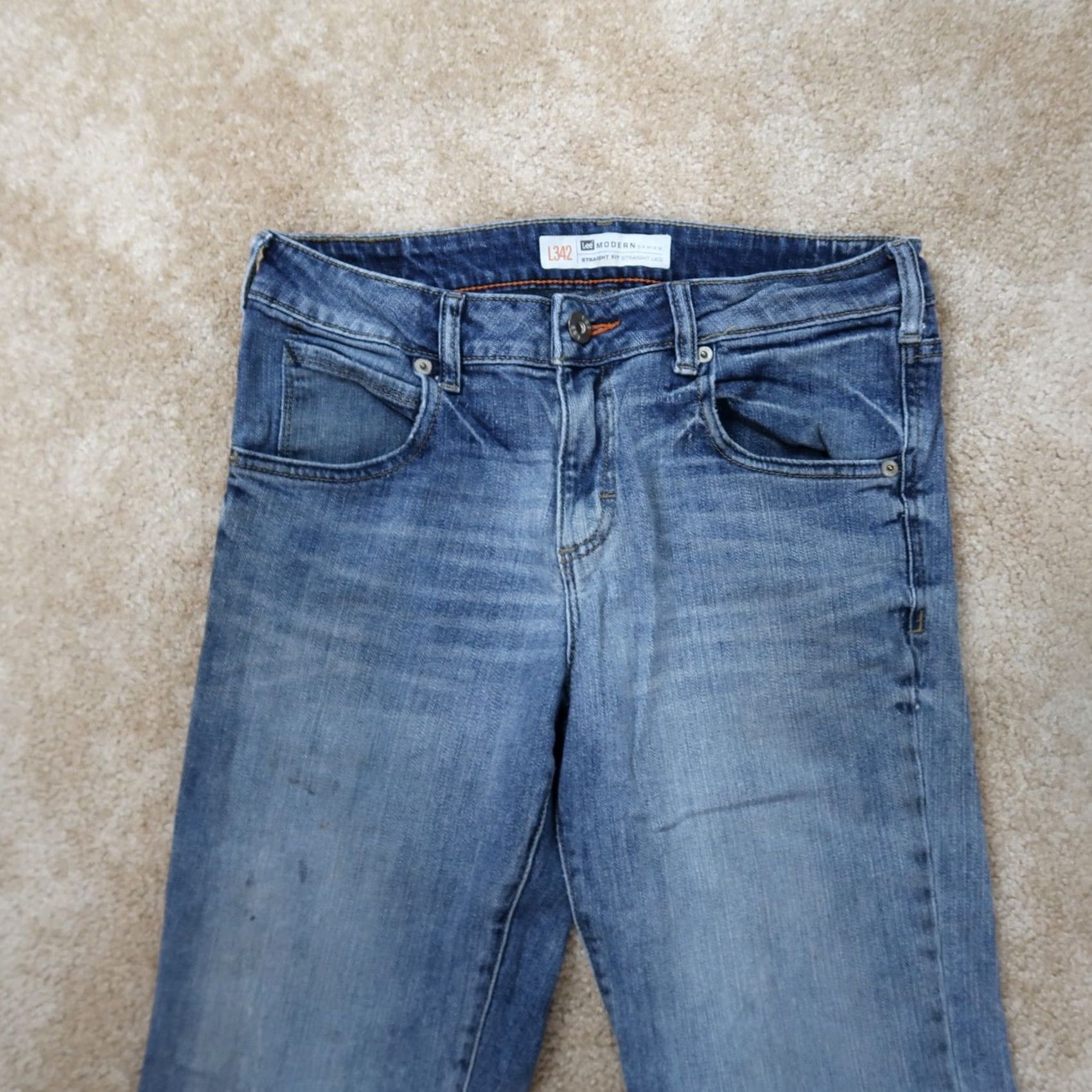 Lee Lee Premium Select Jeans 31x32 Blue Denim Straight Mens 5-Pocket Stretch Raw Distressed N/A Size US 31 - 3 Thumbnail