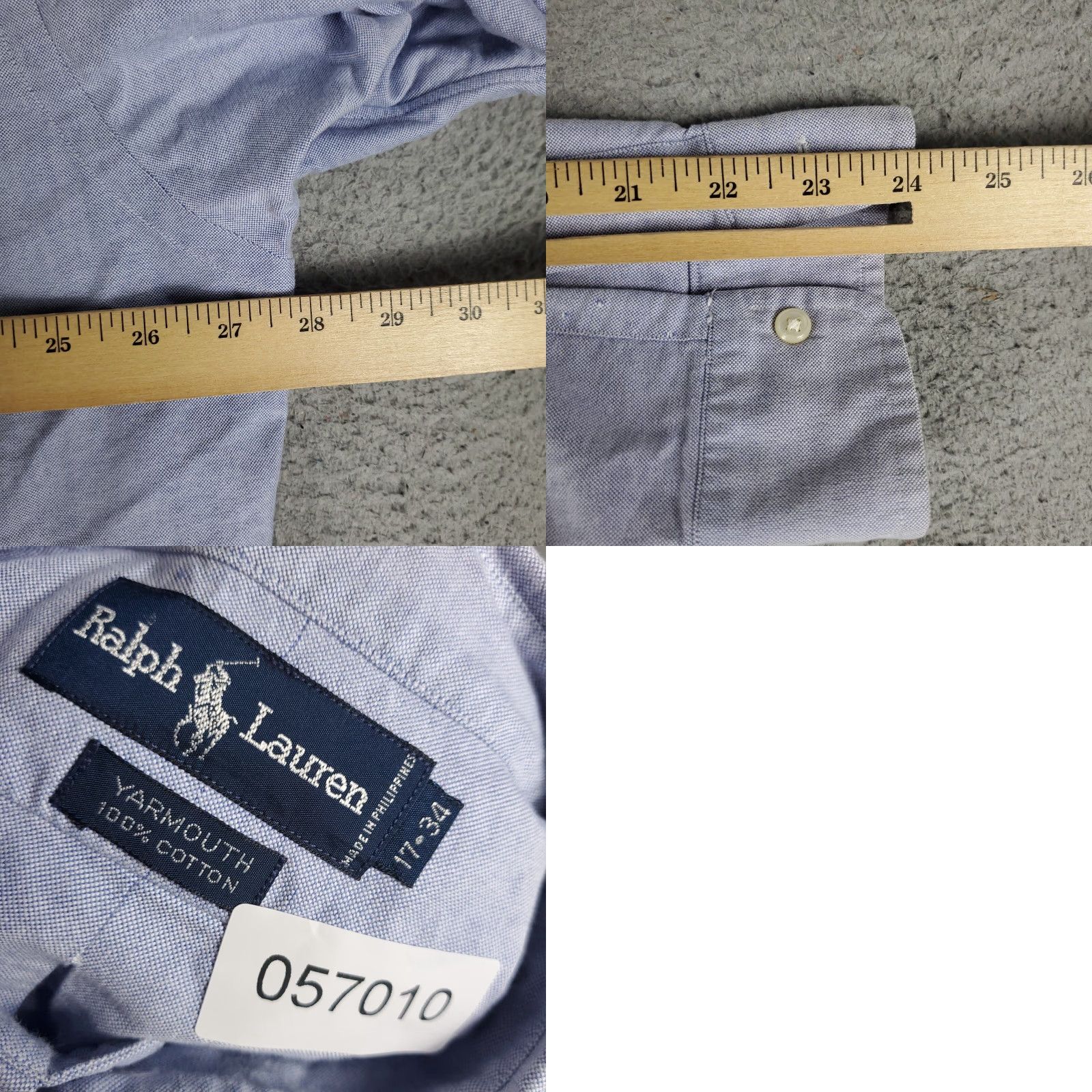 Ralph Lauren Ralph Lauren Dress Shirt Mens Size 17 Blue Long Sleeve Button-Down Regular Fit Size 46R - 8 Thumbnail