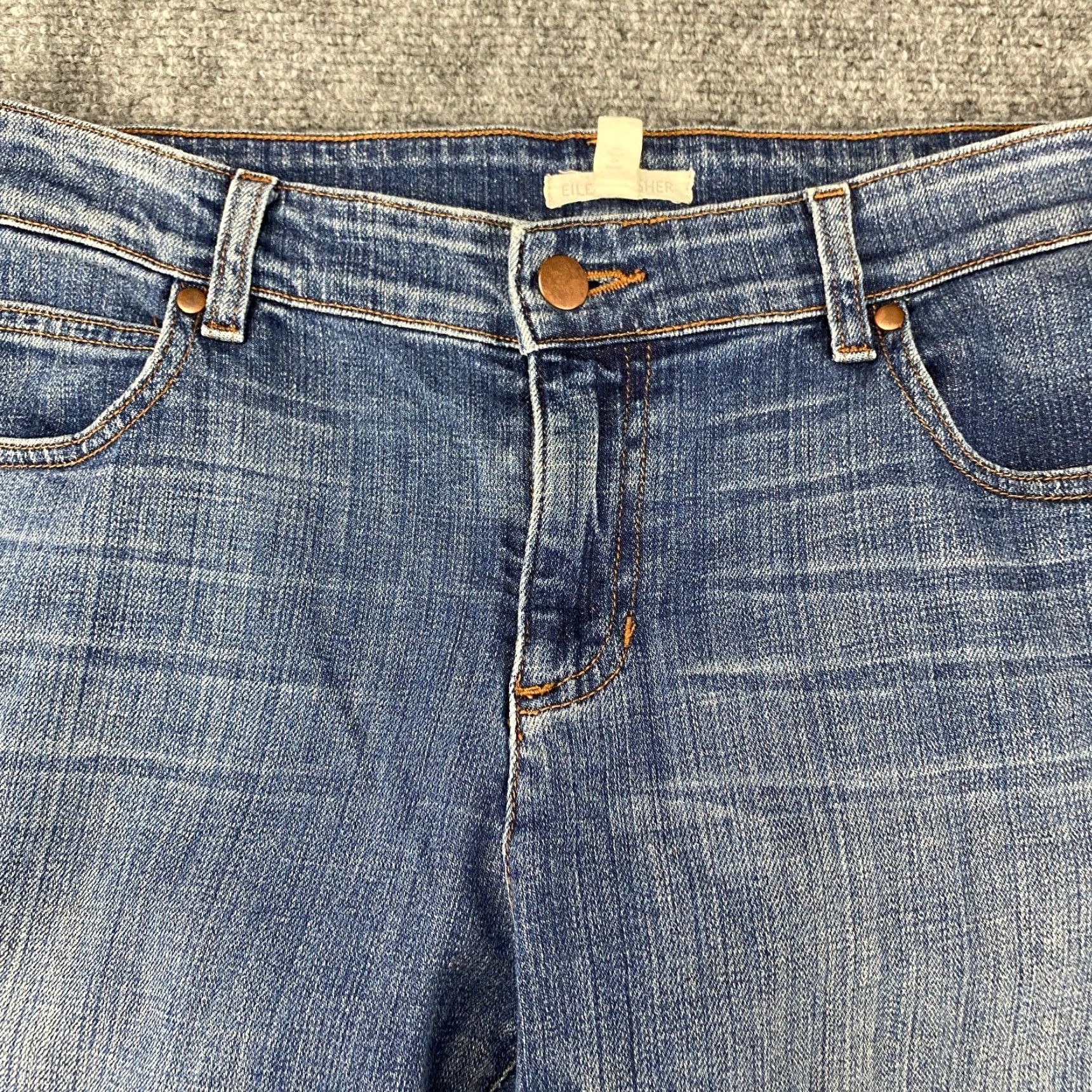 Eileen Fisher Eileen Fisher Jeans Womens 10 Blue Straight Leg Distress Stretch Denim USA Made Size 32" / US 10 / IT 46 - 2 Thumbnail