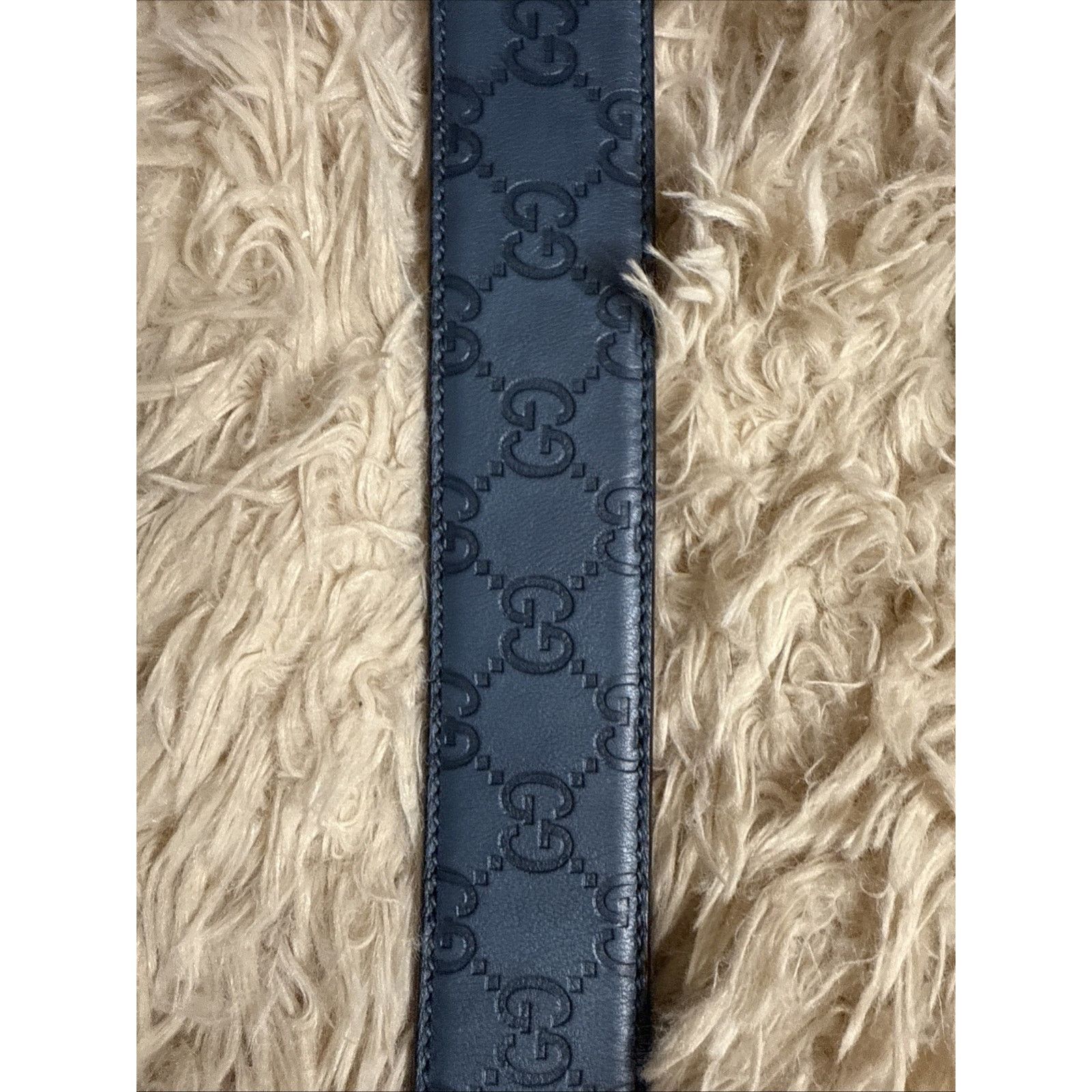 Gucci Men's Gucci Blue GG Supreme Marmont Embossed Leather Belt Size 36 - 4 Thumbnail