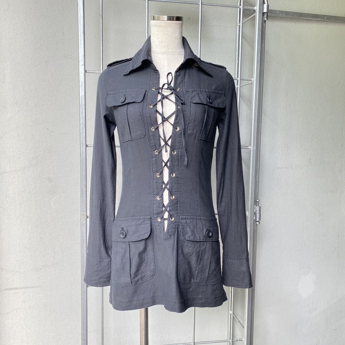 Le Grande Bleu (L.G.B.) LGB LE GRAND BLEU Y2K Punk Black Lace-Up Military Dress Size S / US 4 / IT 40 - 1 Thumbnail