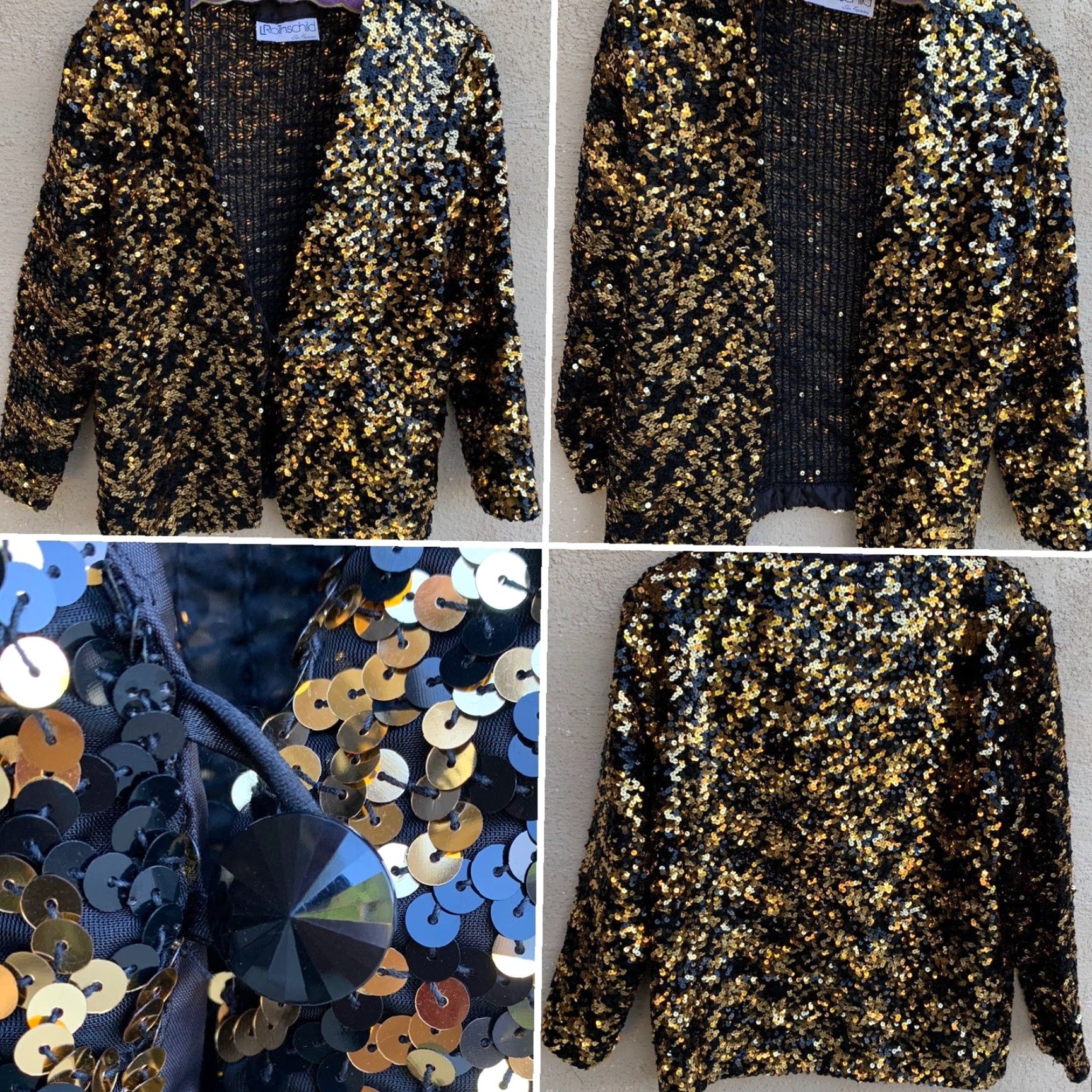 Vintage VINTAGE L Rothschild Sequin Jacket Black & Gold M/L San Francisco 80s Disco Womens Size M / US 6-8 / IT 42-44 - 6 Thumbnail