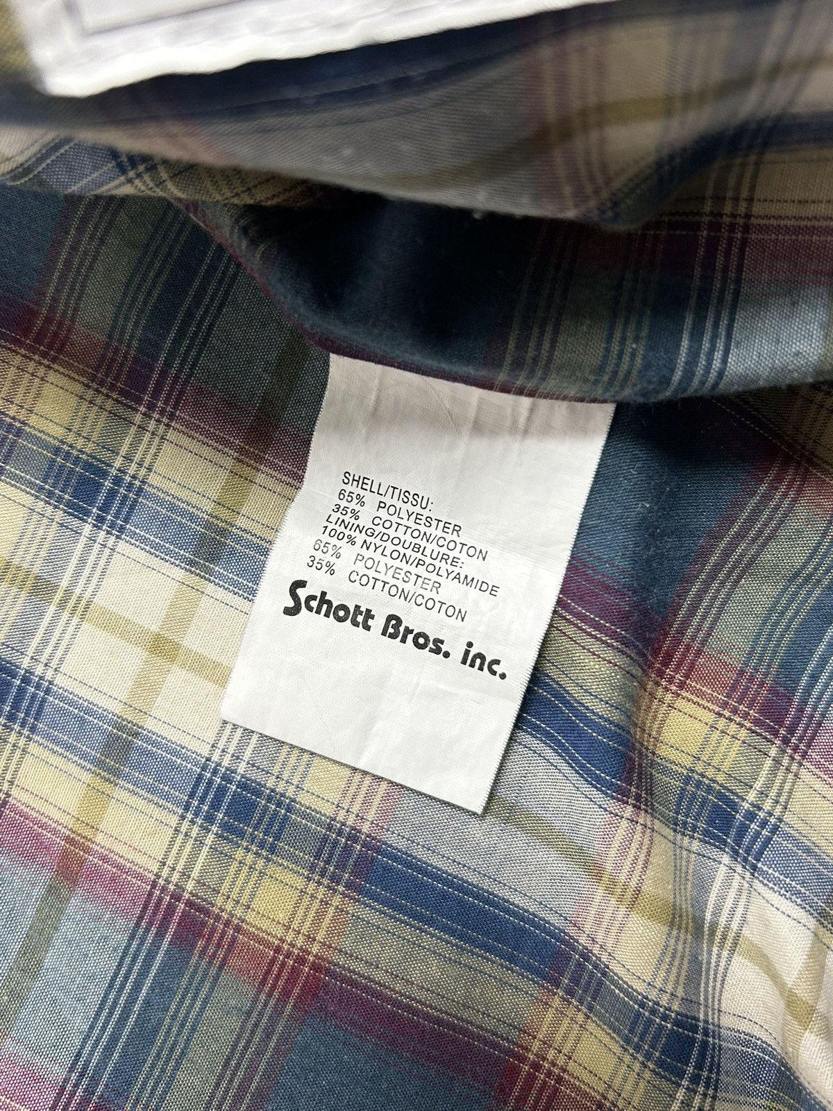 Schott Schott NYC Beige Blouson Jacket Bomber Plaid Lined Vintage Size US XL / EU 56 / 4 - 18 Thumbnail