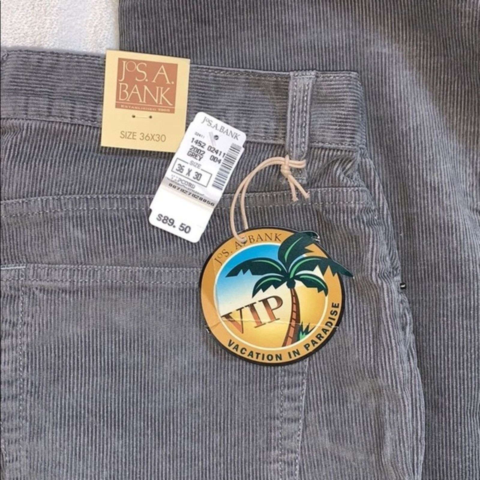 Jos. A. Bank Joseph A Bank mens gray corduroy pants | Sz 36 x 30, NWT Size US 36 / EU 52 - 4 Thumbnail