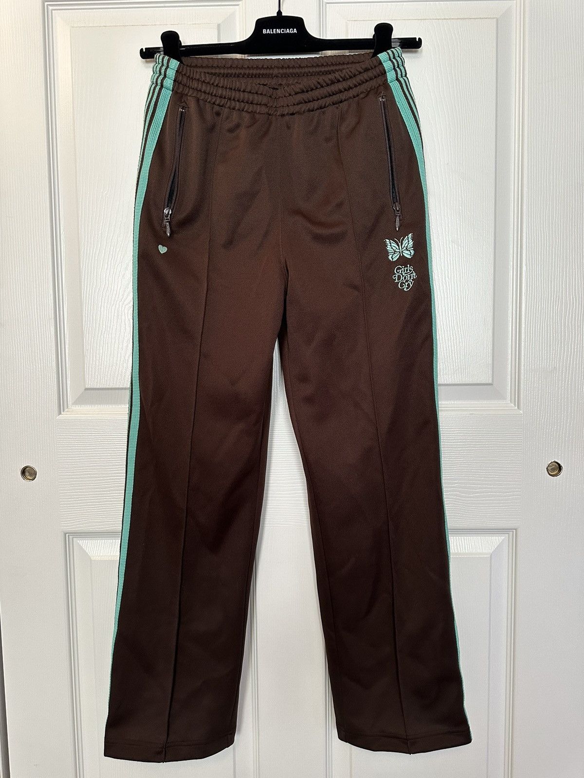 image of Girls Dont Cry x Needles Girls Don’T Cry Straight Leg Track Pants in Brown, Men's (Size 29)