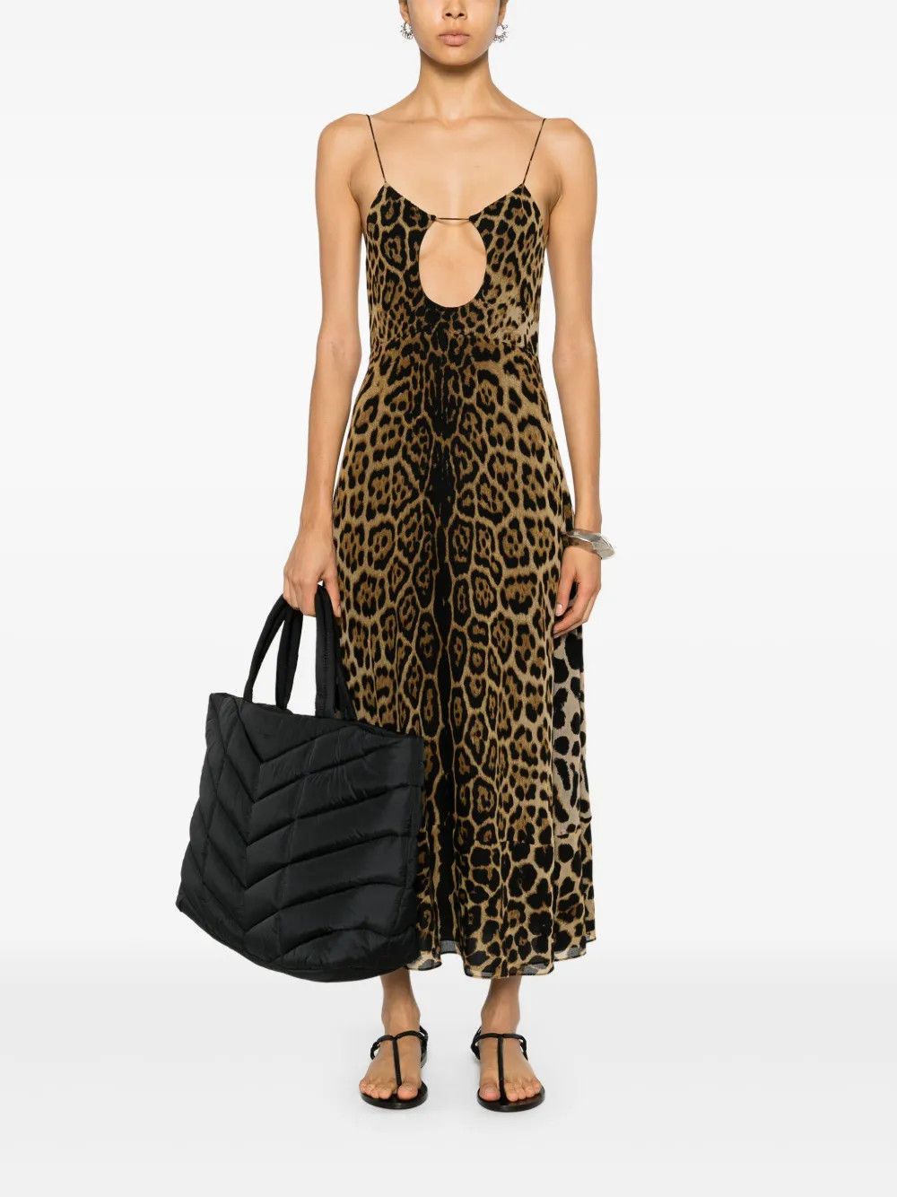 Saint Laurent Paris o1y0126 Midi Dress in Brown/Black Size L / US 10 / IT 46 - 5 Thumbnail