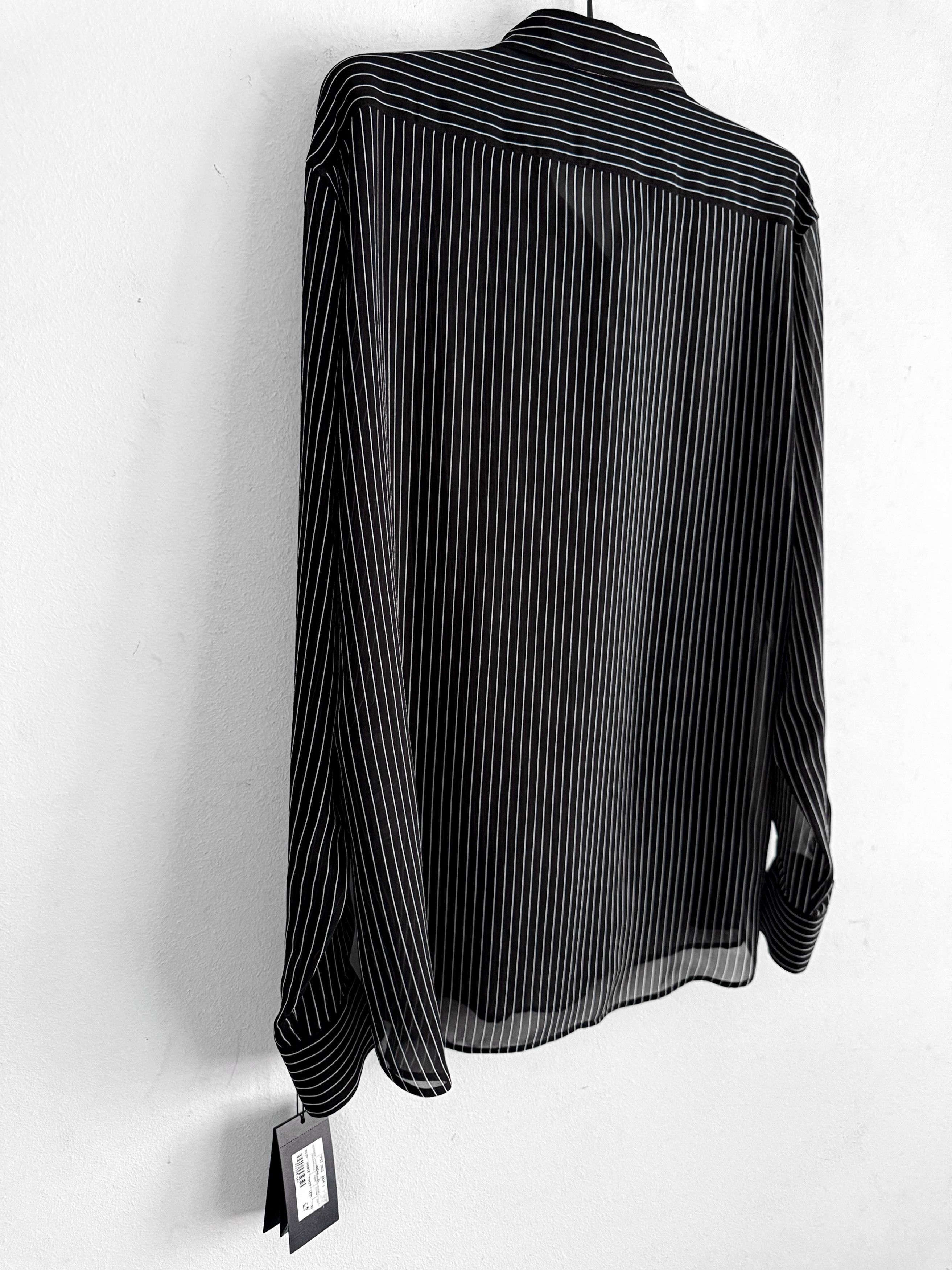 Saint Laurent Paris Black Pinstriped Silk Shirt Size US L / EU 52-54 / 3 - 6 Thumbnail