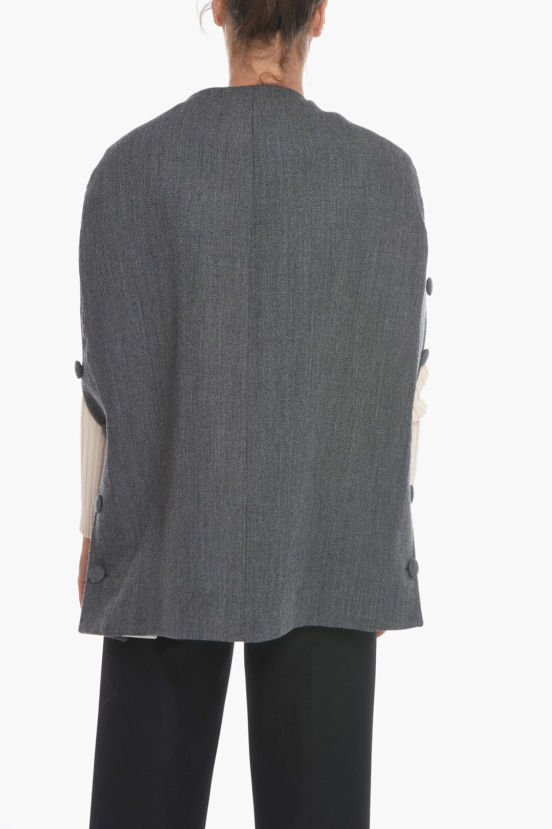 Jil Sander og1mm1225 Virgin Wool Cape in Grey Size XS / US 0-2 / IT 36-38 - 2 Thumbnail