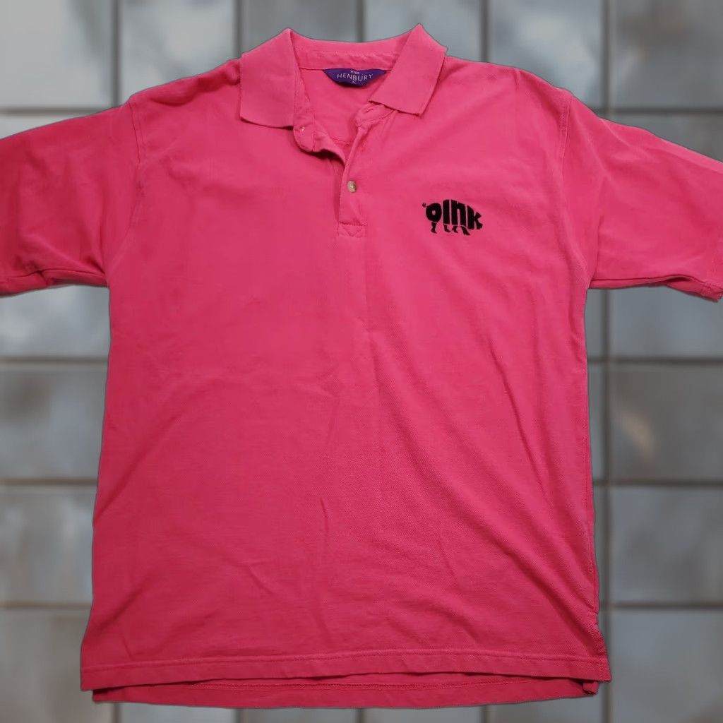 Vintage Henbury Polo Shirt Mens XL Pink OINK Logo Golf Size US XL / EU 56 / 4 - 1 Thumbnail