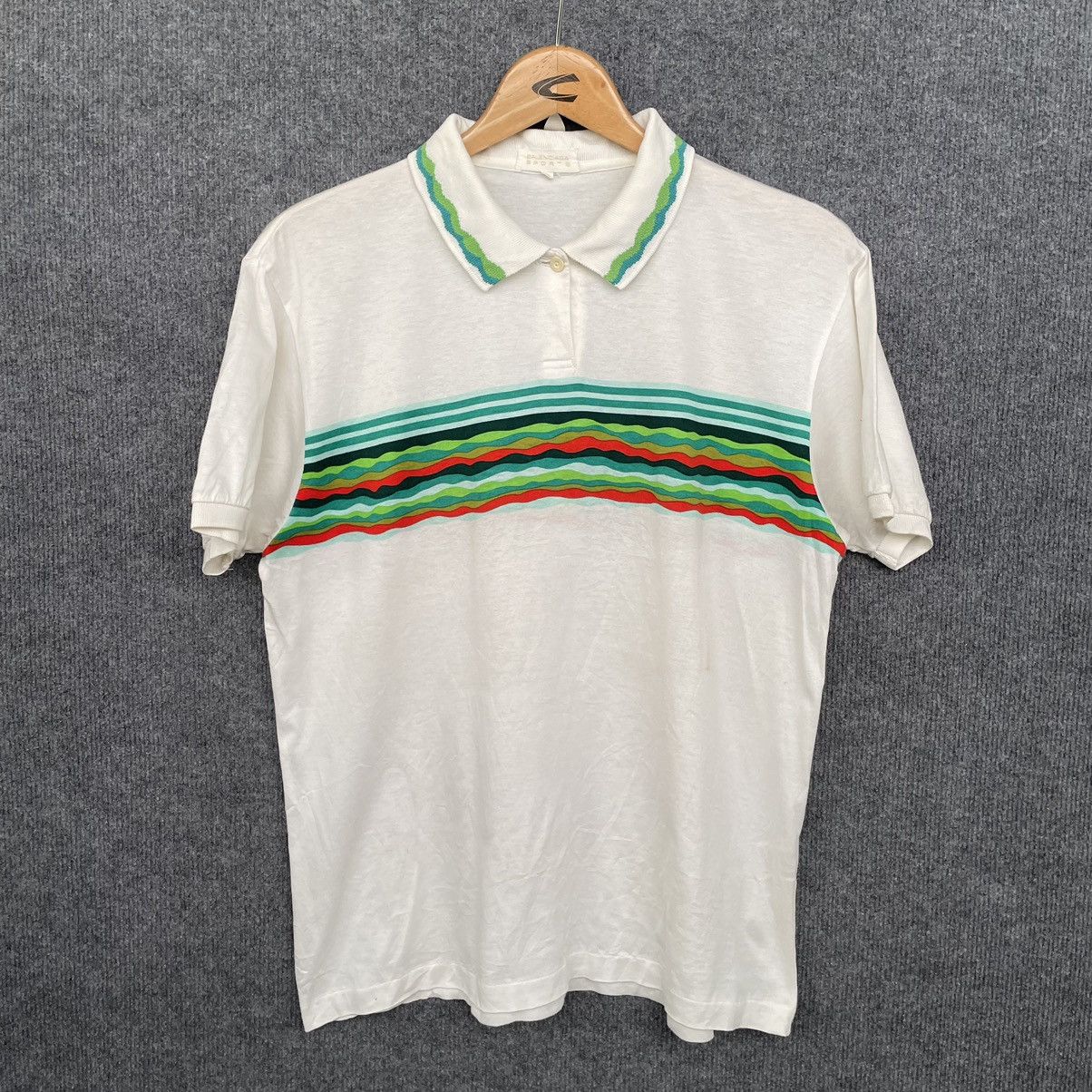Balenciaga × Vintage Vintage Balenciaga Stripes Polo Shirt Size US M / EU 48-50 / 2 - 1 Thumbnail