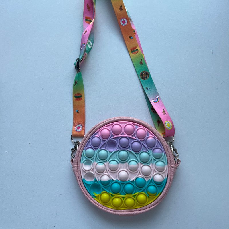 Designer Circular Crossbody Bag with Pop-it Sensory Design 8 Inch Size ONE SIZE - 1 Thumbnail