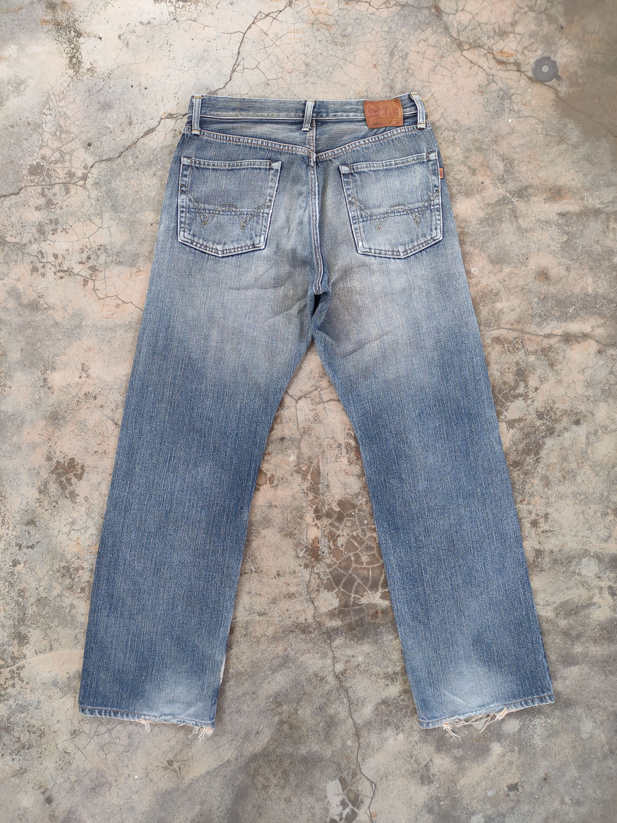 Edwin W31 VINTAGE EDWIN 505 ZX FADED RUSTY DISTRESSED JEAN DENIM Size US 31 - 7 Thumbnail