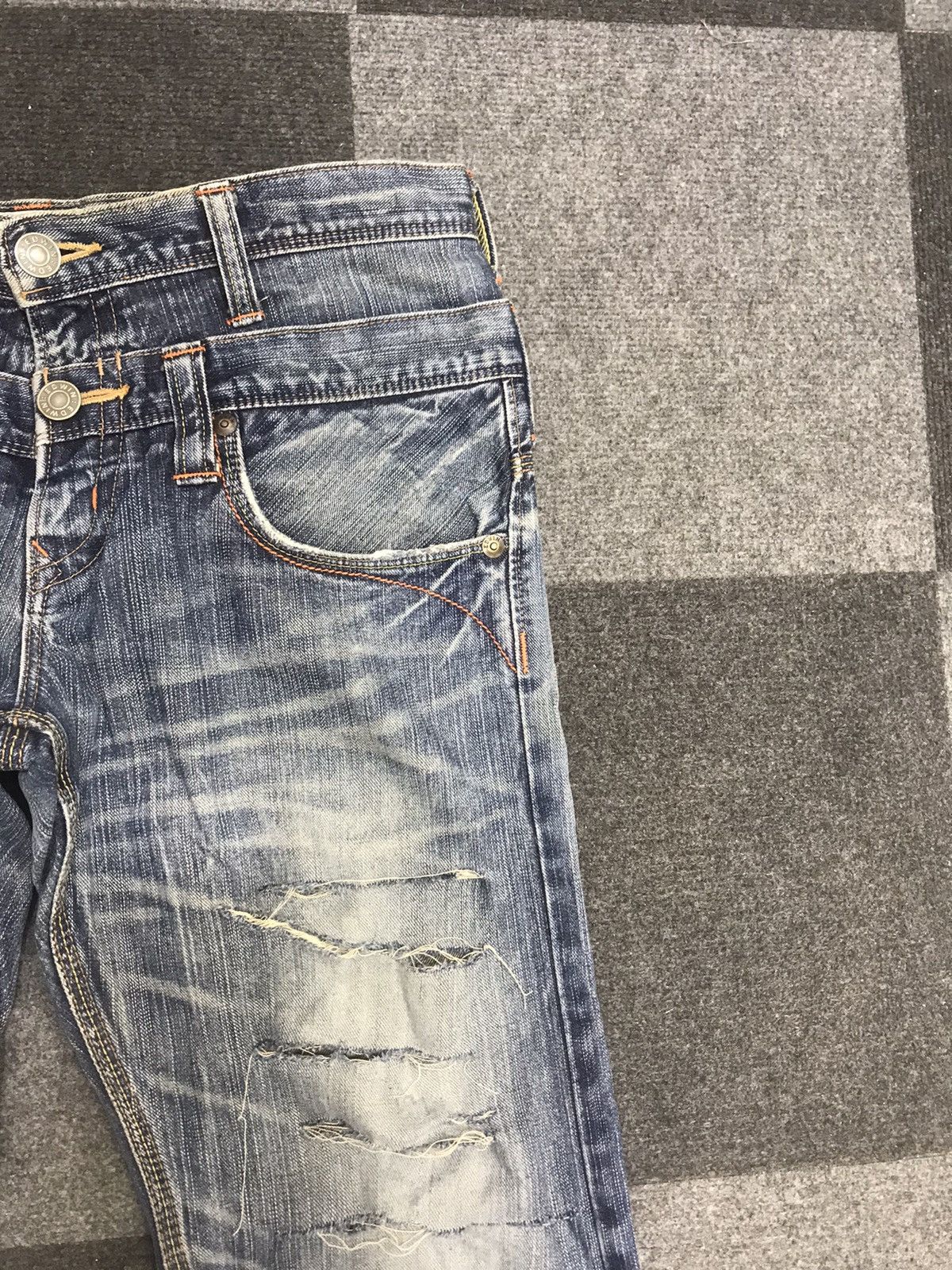 Edwin 💥DOUBLE WAIST💥EDWIN XV Double Waist Heavy Distressed Jeans Size US 33 - 4 Thumbnail