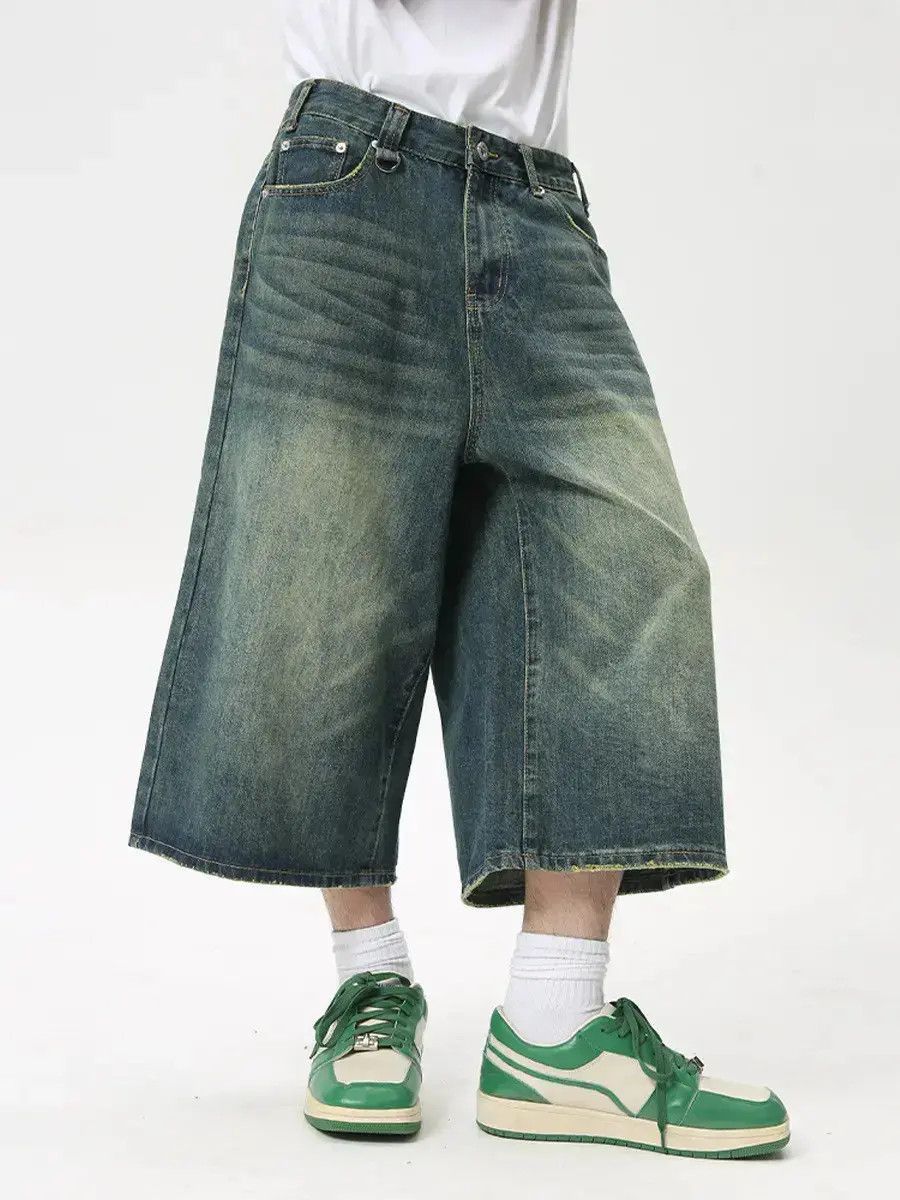 Japanese Brand Retro wide leg straight leg denim shorts Size US 32 / EU 48 - 3 Thumbnail