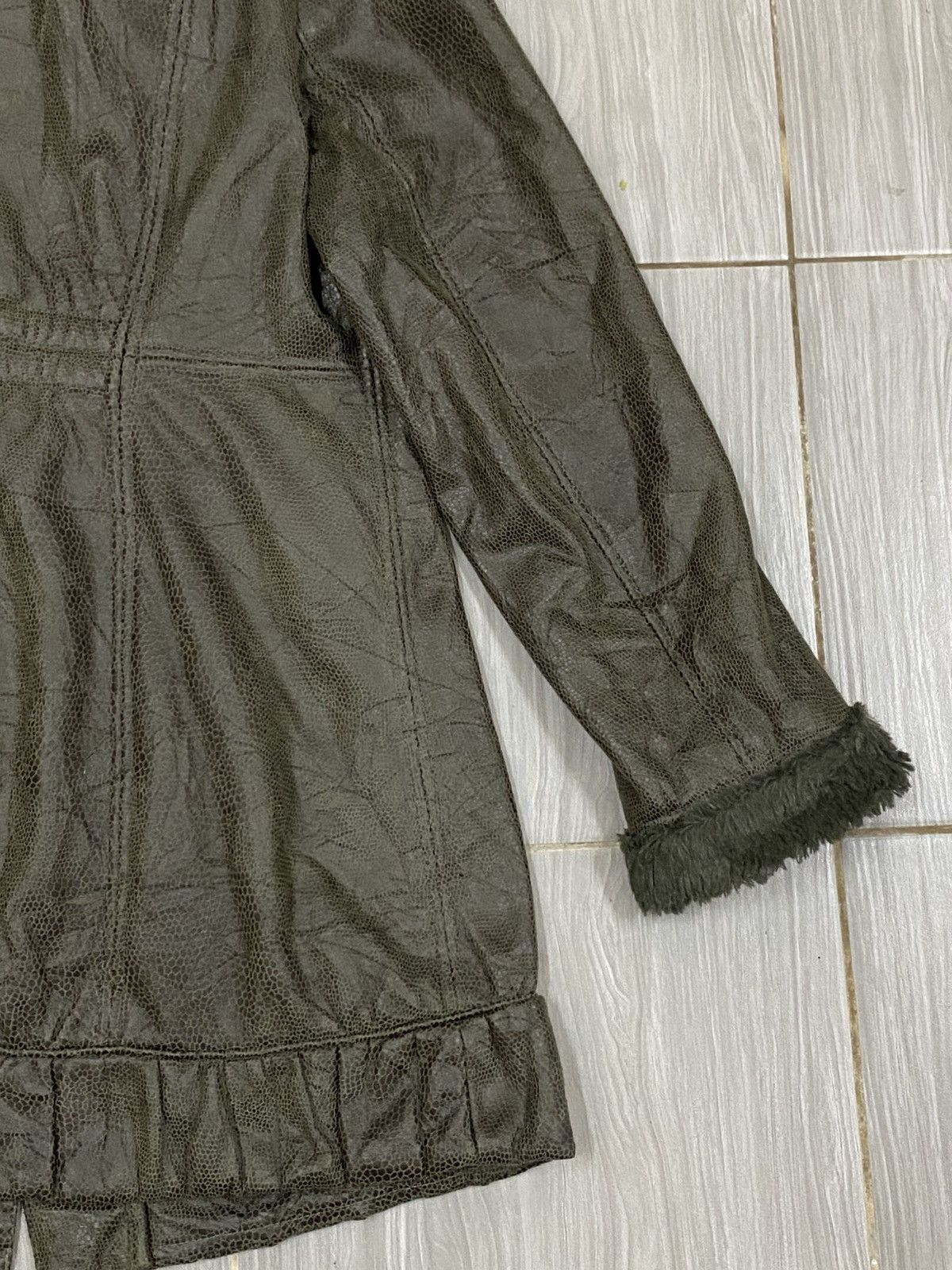 Japanese Brand Arte Soie Olive Shearling Leather Jacket – Japanese Vintage Size M / US 6-8 / IT 42-44 - 6 Thumbnail