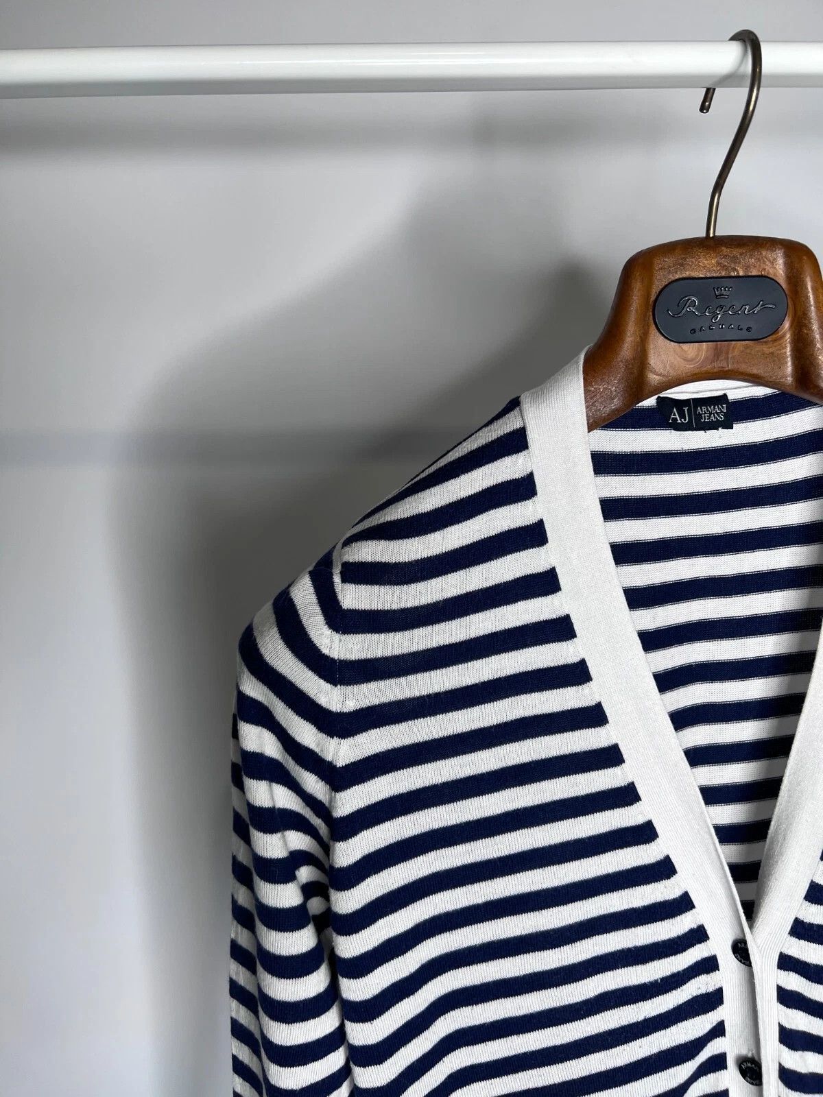 Armani Armani Jeans Womens Striped V-Neck Cotton Cardigan Size S-M Size S / US 4 / IT 40 - 2 Thumbnail