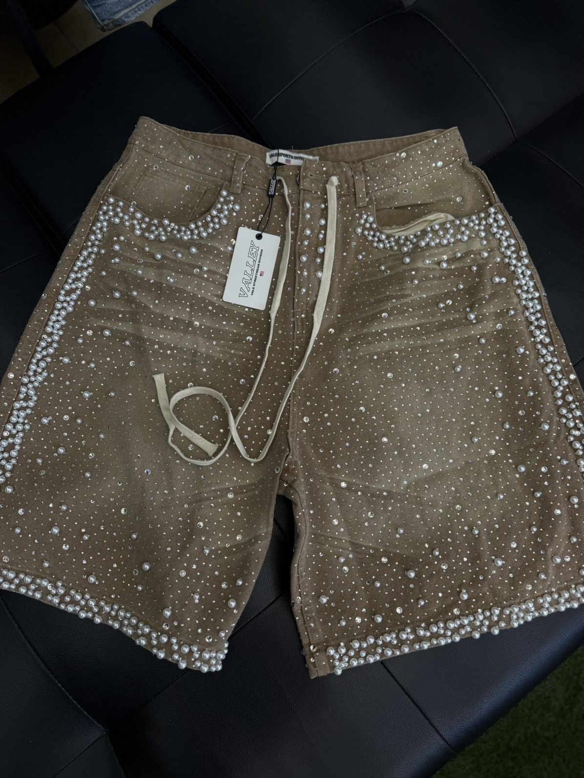 Vale Valley Rhinestone Crystal Shorts Denim Tan Size 30 Size US 30 / EU 46 - 5 Thumbnail