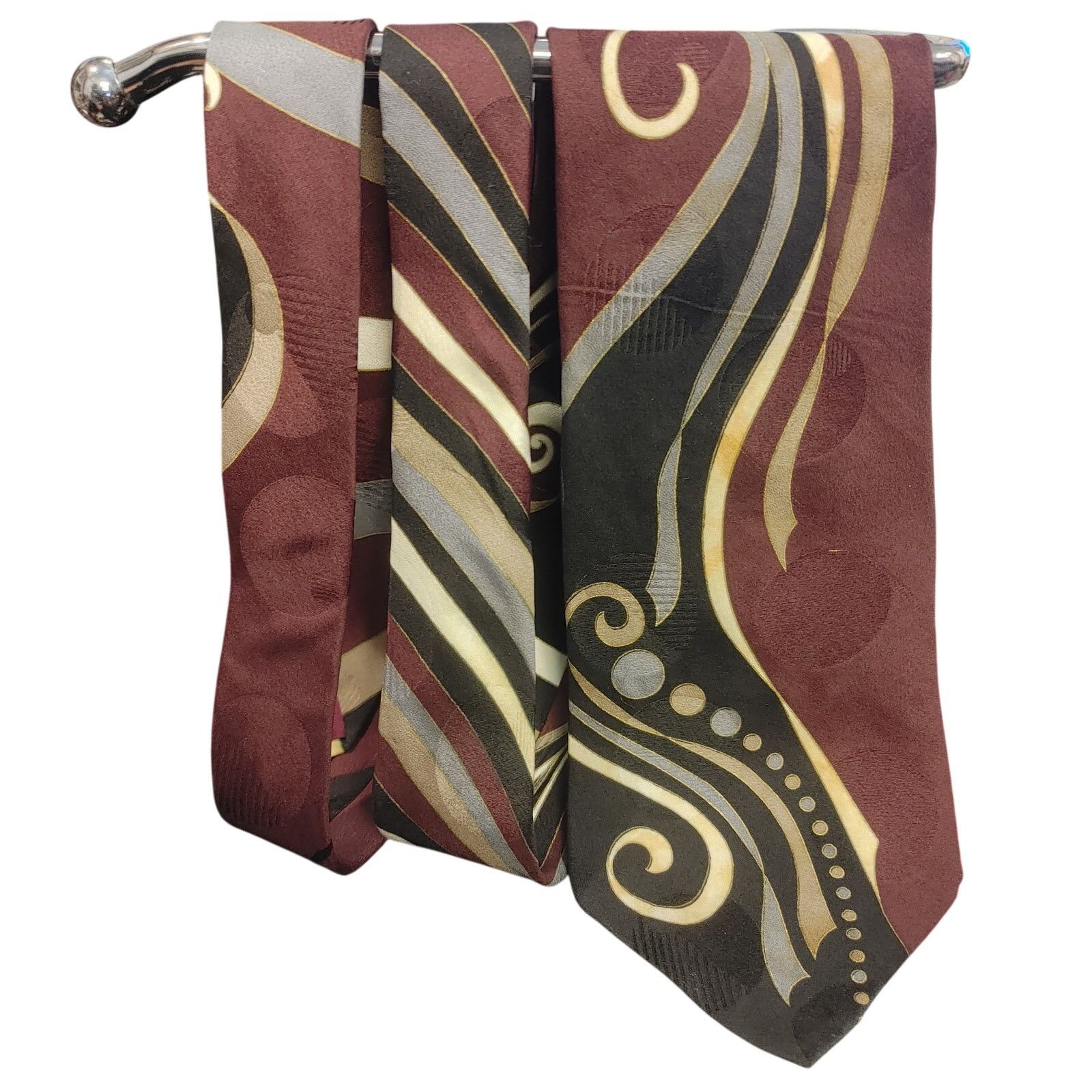 Other PostScripts 100% Italian Silk Red/Black/Gold Abstract Tie Size ONE SIZE - 1 Thumbnail