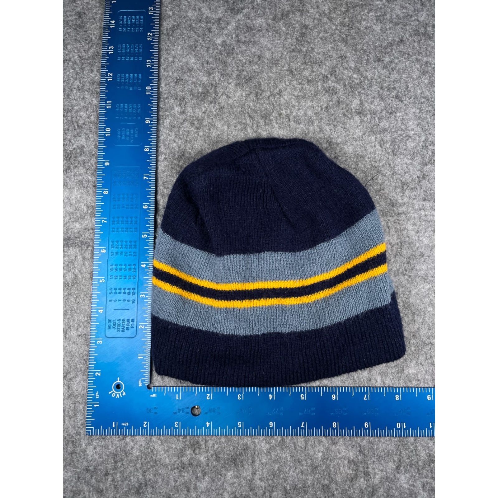 Vintage Gold Medal Beanie Adult One Size Blue Stripe Knit Acrylic Lined Hat Mens 90s Outdoor Ski Size ONE SIZE - 2 Thumbnail