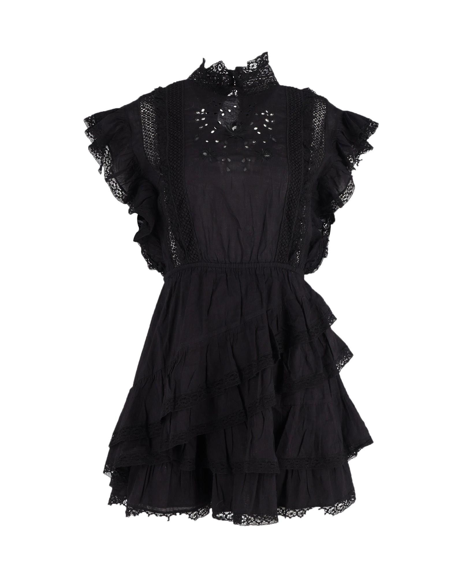 image of Ulla Johnson Ruffled Mini Dress In Black Cotton, Women's (Size XS)