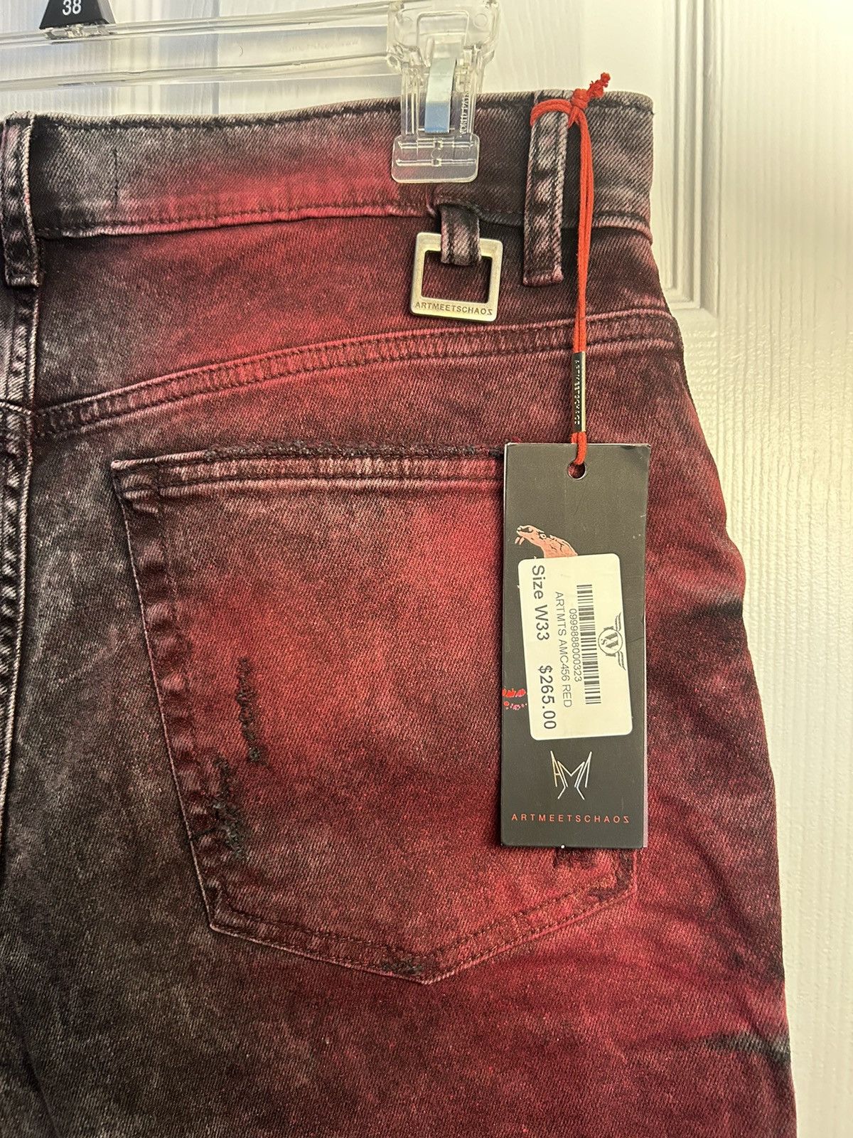 Other “ARTMEETSCHAOS” Black/ Red stain and ripped distressed Size US 33 - 9 Thumbnail