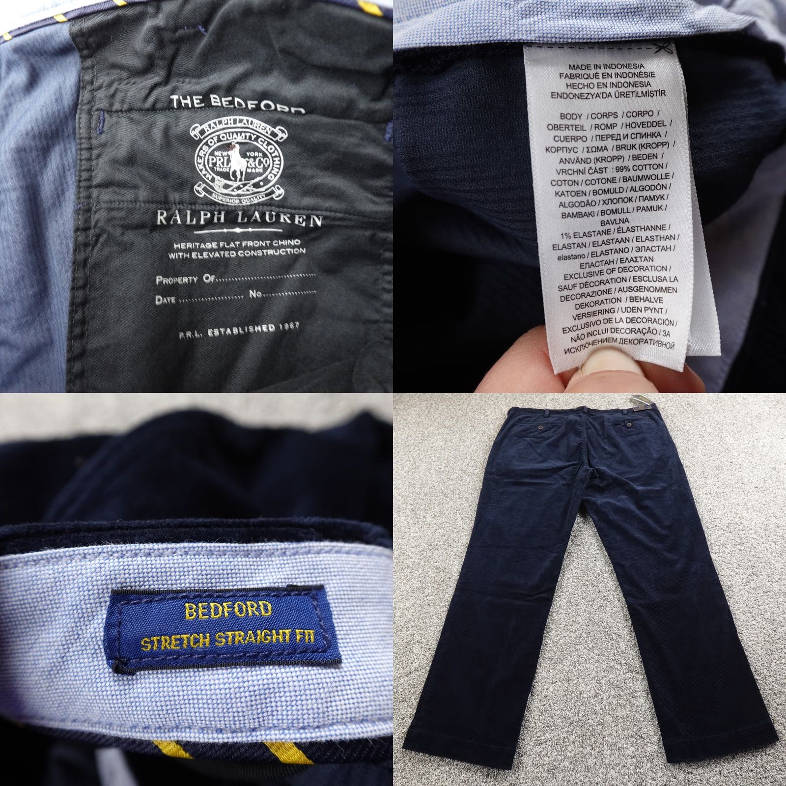 Polo Ralph Lauren Polo Ralph Lauren Pants Mens 40X32 Blue Corduroy Chino Bedford Straight Stretch Preppy Logo Pony Size US L / EU 52-54 / 3 - 8 Thumbnail