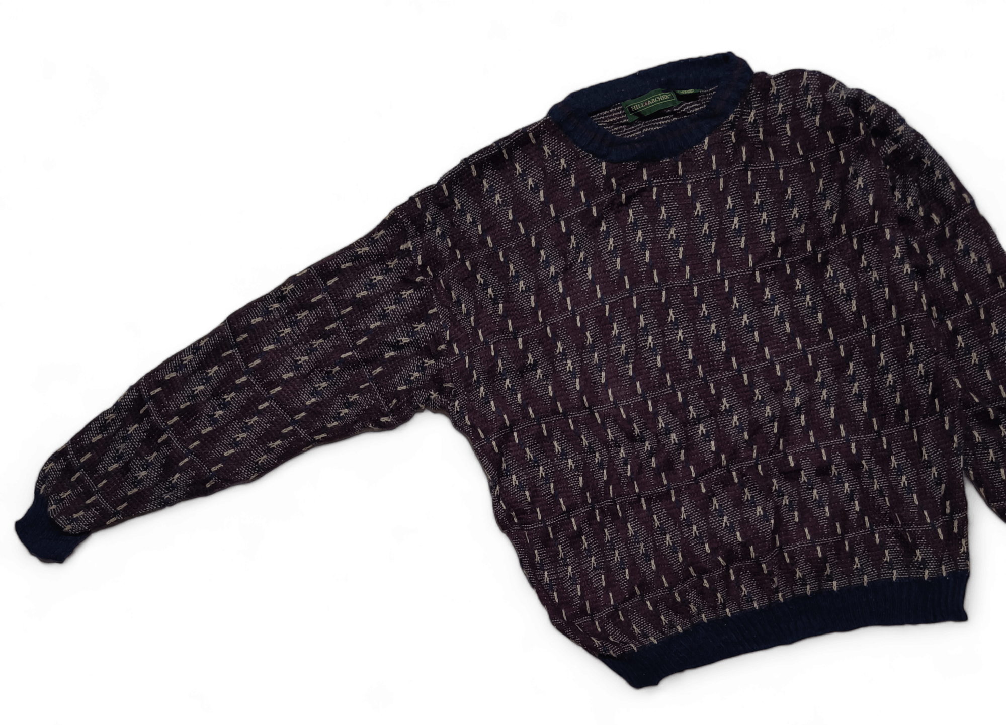 Other Vintage 80s HILL & ARCHER Striped Pattern Knit Sweater Size US XL / EU 56 / 4 - 3 Thumbnail