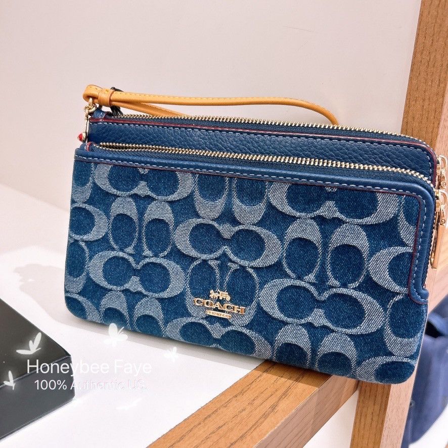 Coach NWT Coach Double Zip Wallet In Signature Denim CZ321 Size ONE SIZE - 2 Thumbnail