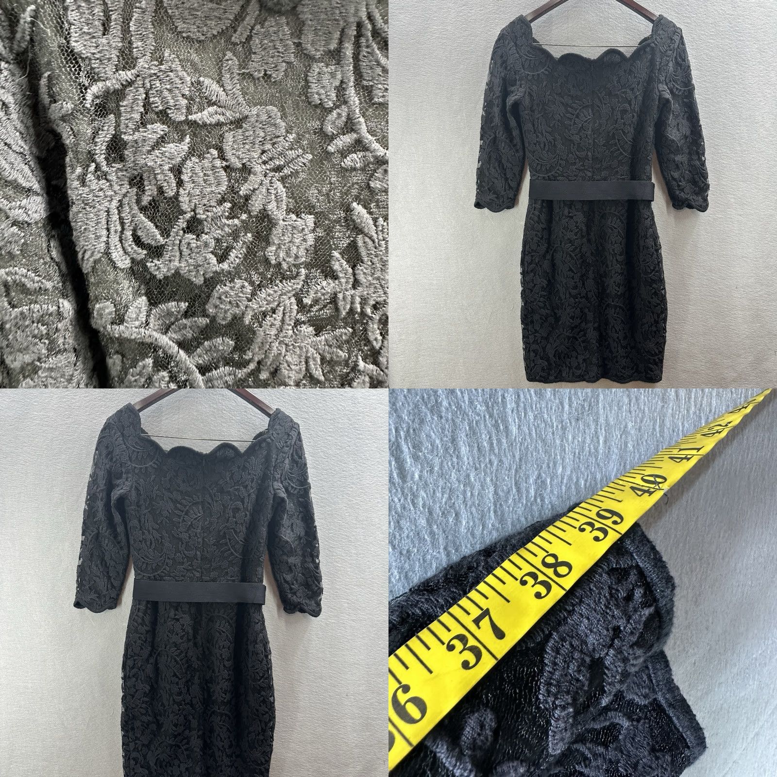 Tadashi Shoji Tadashi Shoji Mini Cocktail Sheath Dress Womens 2 Scalloped Brocade Quiet Luxury Size XS / US 0-2 / IT 36-38 - 8 Thumbnail