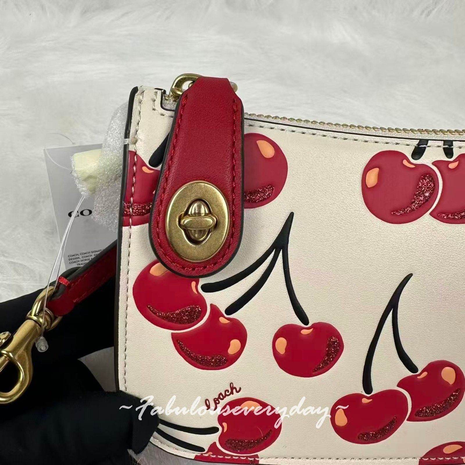 Coach Coach Penn Shoulder Bag Cherry Print In Leather/Gold/Chalk Size ONE SIZE - 6 Thumbnail