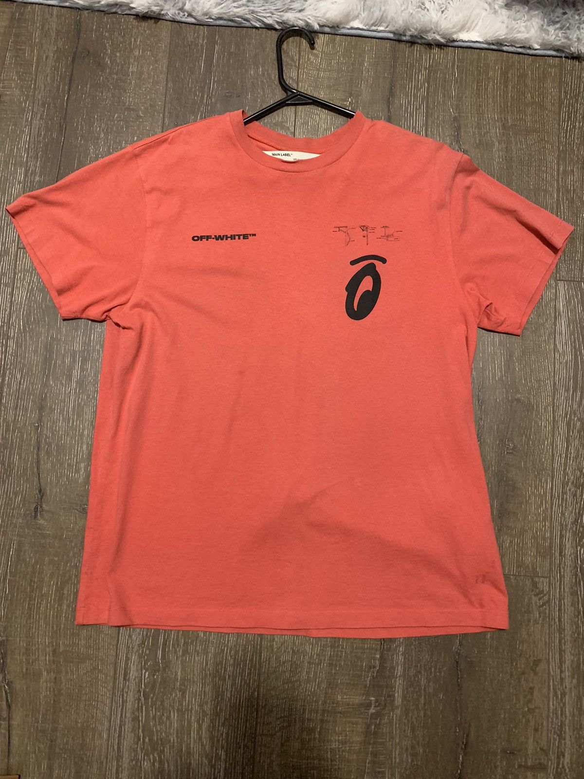 OFF WHITE red T shirt diagonal arrows
