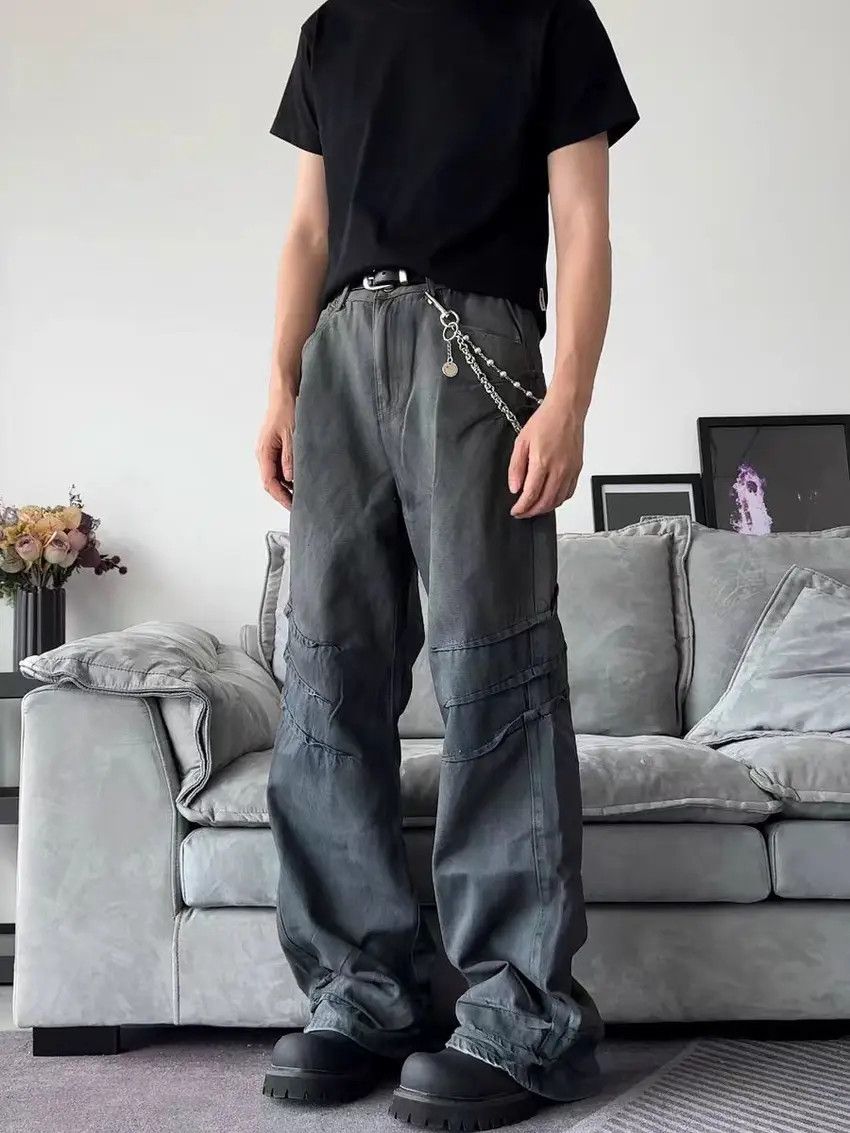 Designer × Japanese Brand Faded Washed Loose Fit Straight Leg Denim Trousers Size US 34 / EU 50 - 2 Thumbnail