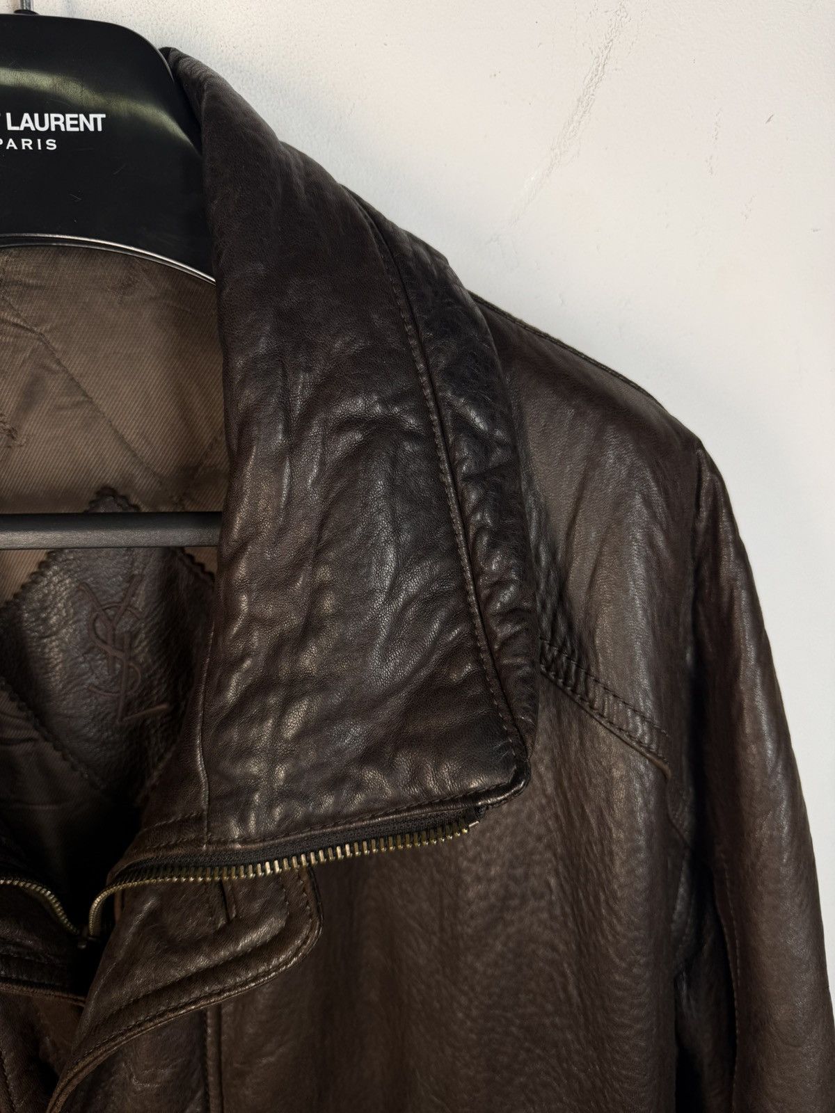 Yves Saint Laurent 90s Napa Leather YSL Jacket Soft Brown Warm Coat Long Size US L / EU 52-54 / 3 - 18 Thumbnail