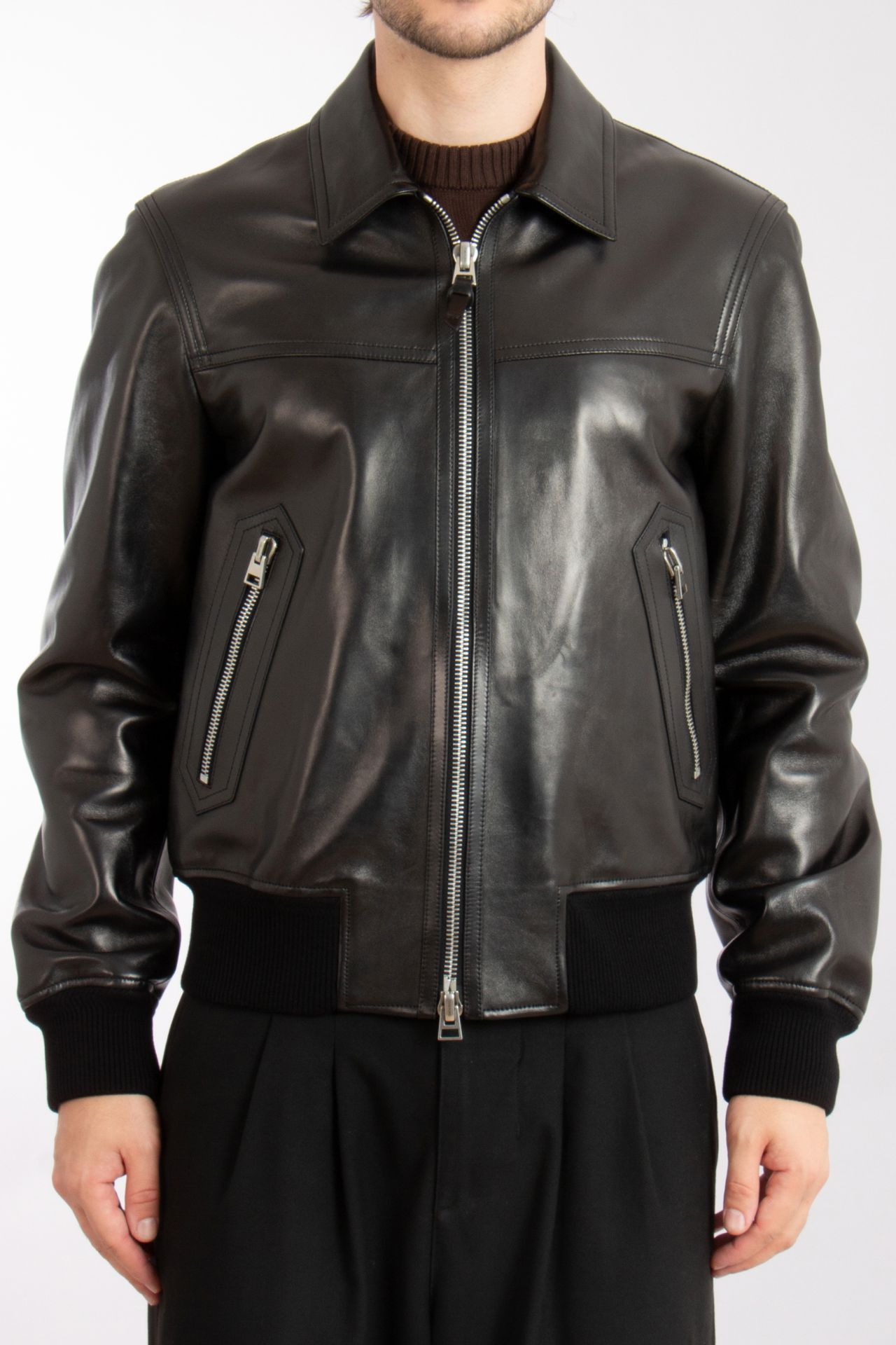 Tom Ford o1w1db10125 LBB004 Leather Jacket in Chocolate Brown Size US S / EU 44-46 / 1 - 1 Thumbnail
