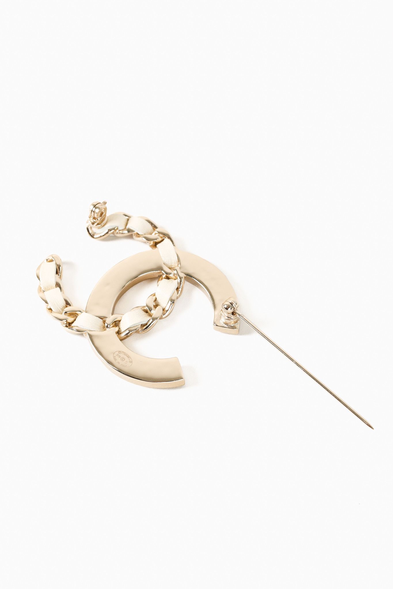 Chanel Chanel Half Chain Woven Champagne CC Brooch Size ONE SIZE - 4 Thumbnail