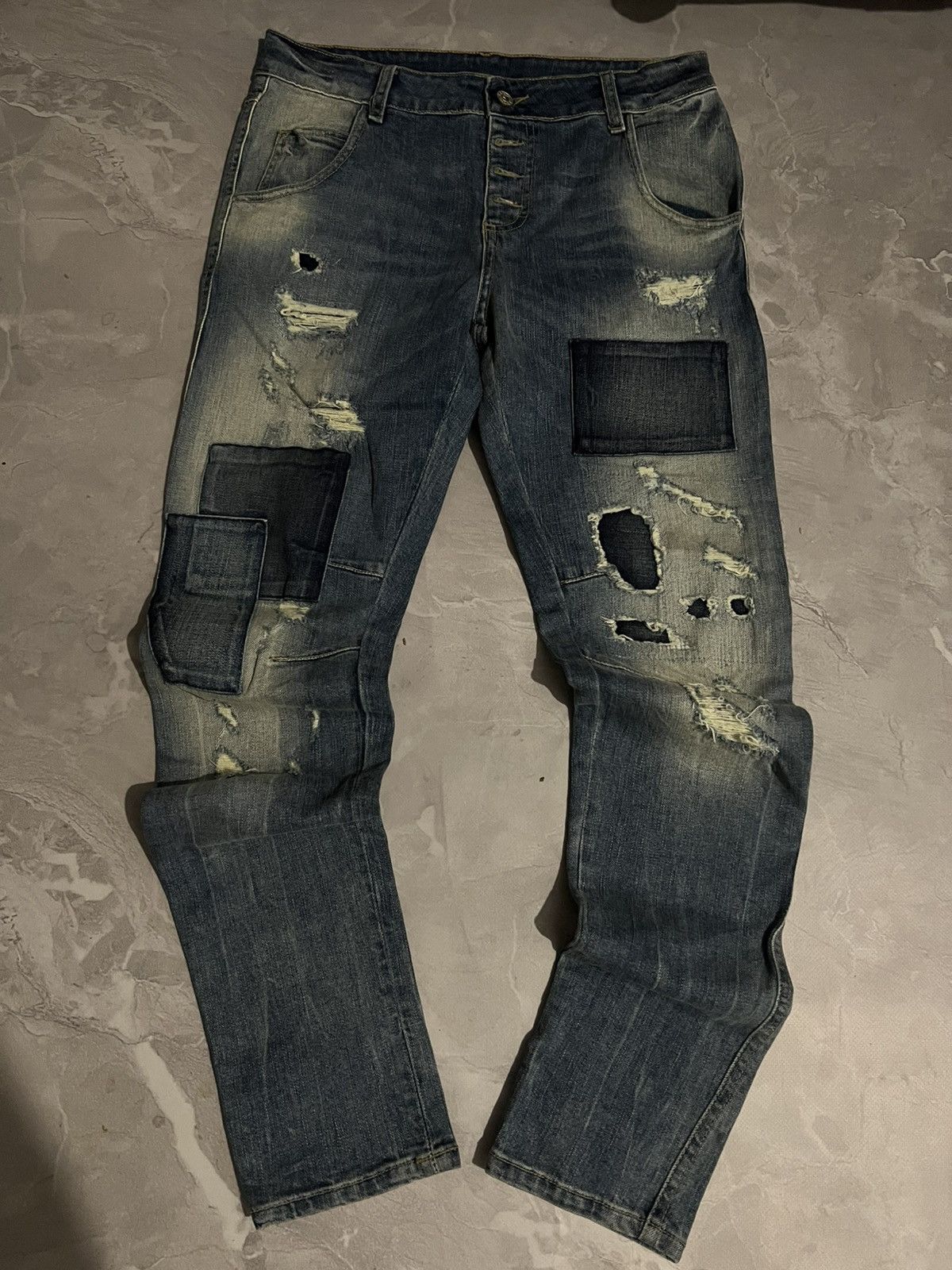 Distressed Slim Acid Wash Faded Heavy / Number Nine Style 90
