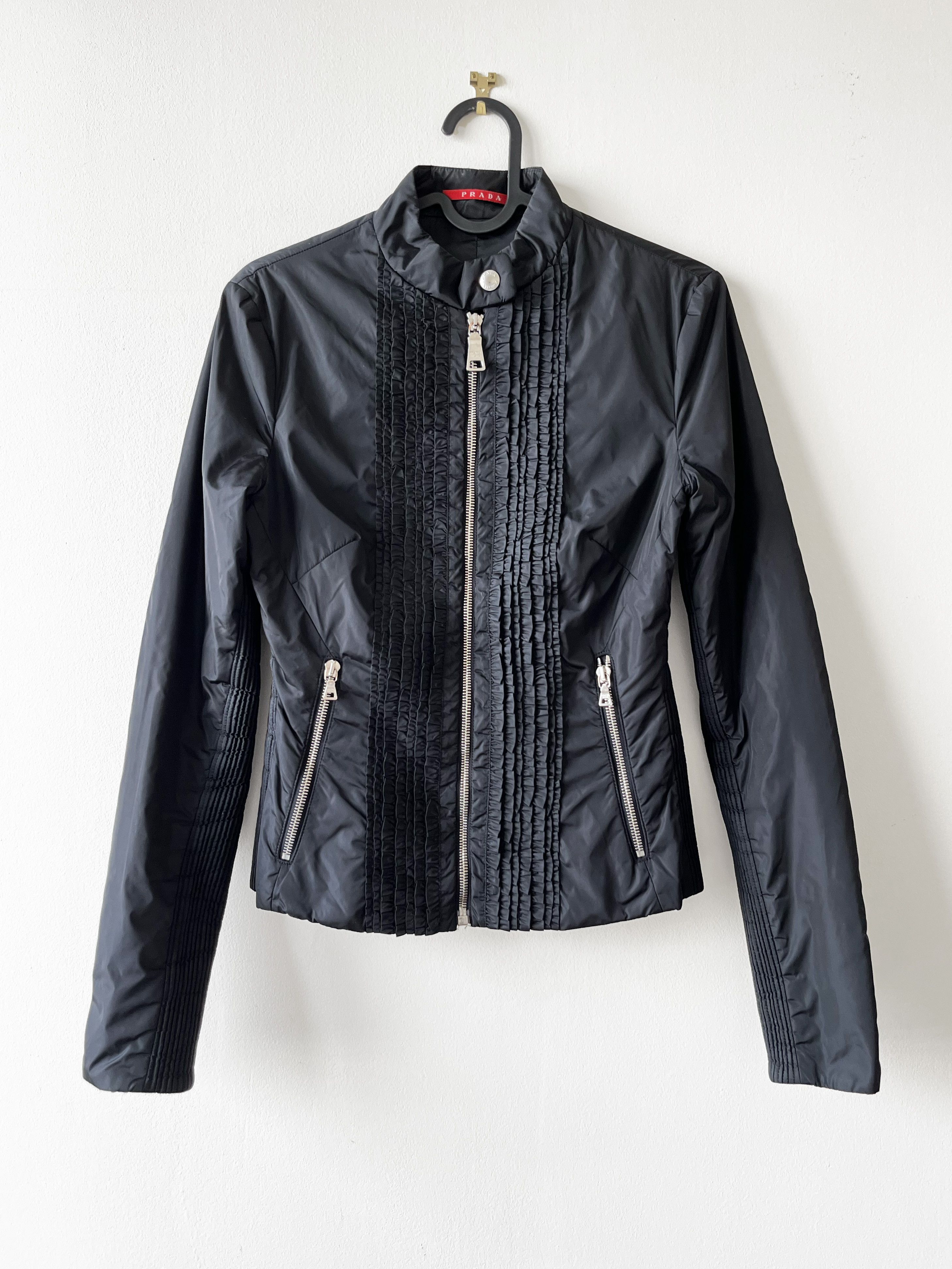 Prada Prada black nylon jacket with ruffle gather details Size XS / US 0-2 / IT 36-38 - 1 Thumbnail