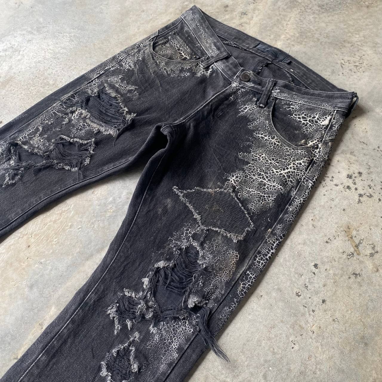 JACKROSE Rare Jackrose Luv Maison Python+Spider Web Distressed Denim Size US 28 / EU 44 - 8 Thumbnail