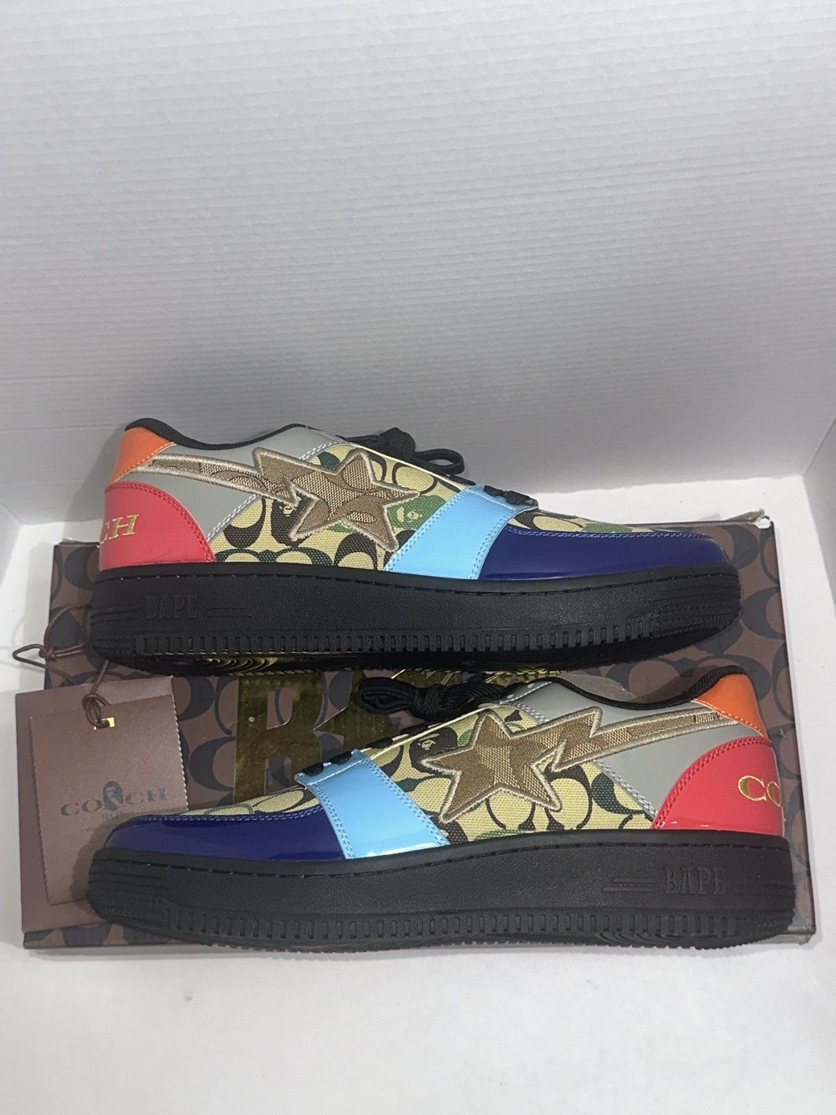 Bape × Coach RARE! BAPE X Coach Crazy Camo Multi Patent Bapesta DS US11 Size US 11 / EU 44 - 1 Thumbnail