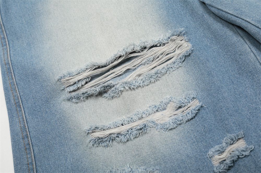 Japanese Brand × Jean Men's American street loose wide-leg ripped denim shorts Size US 32 / EU 48 - 5 Thumbnail