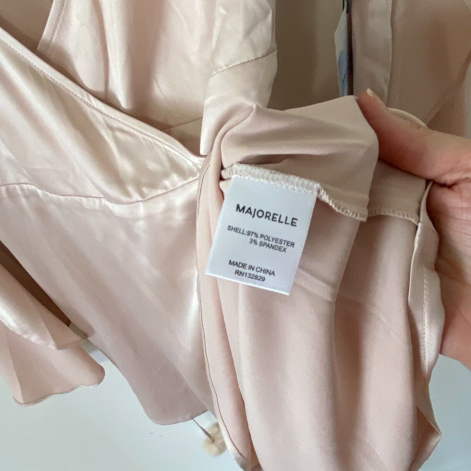 Other NWT Revolve Majorelle Satin Hex Mini Tie Wrap Bell Sleeve SM Size S / US 4 / IT 40 - 7 Thumbnail
