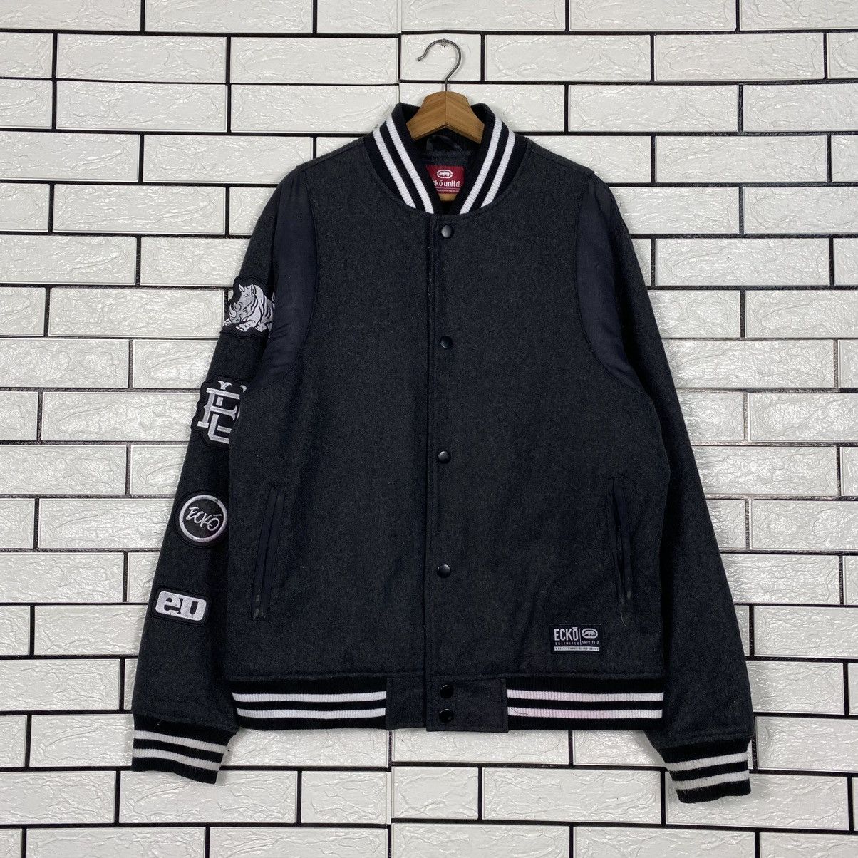 Ecko Unltd. Vintage Wool Bomber Jacket Ecko Untld Big Logo Size US L / EU 52-54 / 3 - 2 Thumbnail