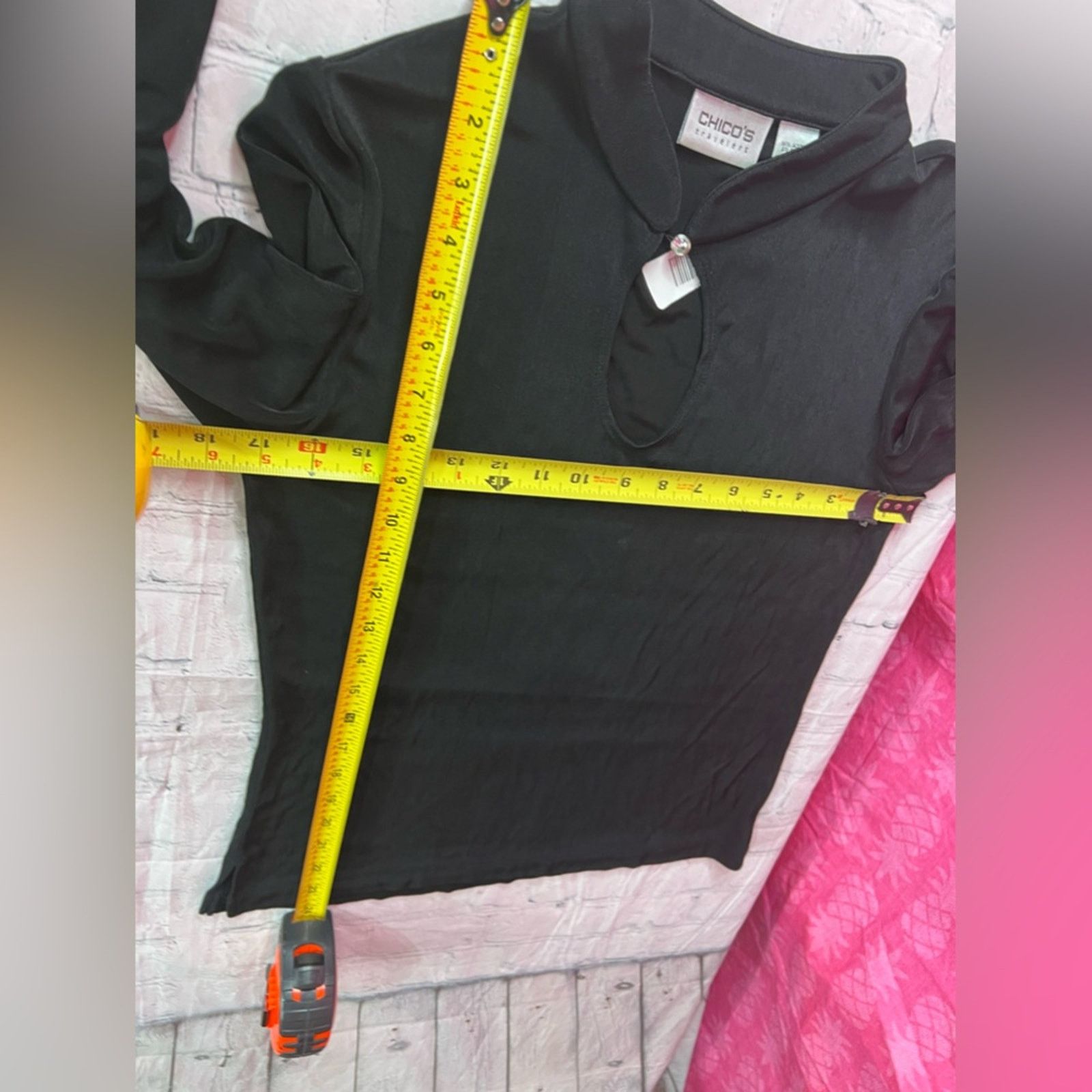 Chicos Chico's Travelers Shirt Top Blouse Slinky Knit Black Size M / US 6-8 / IT 42-44 - 7 Thumbnail