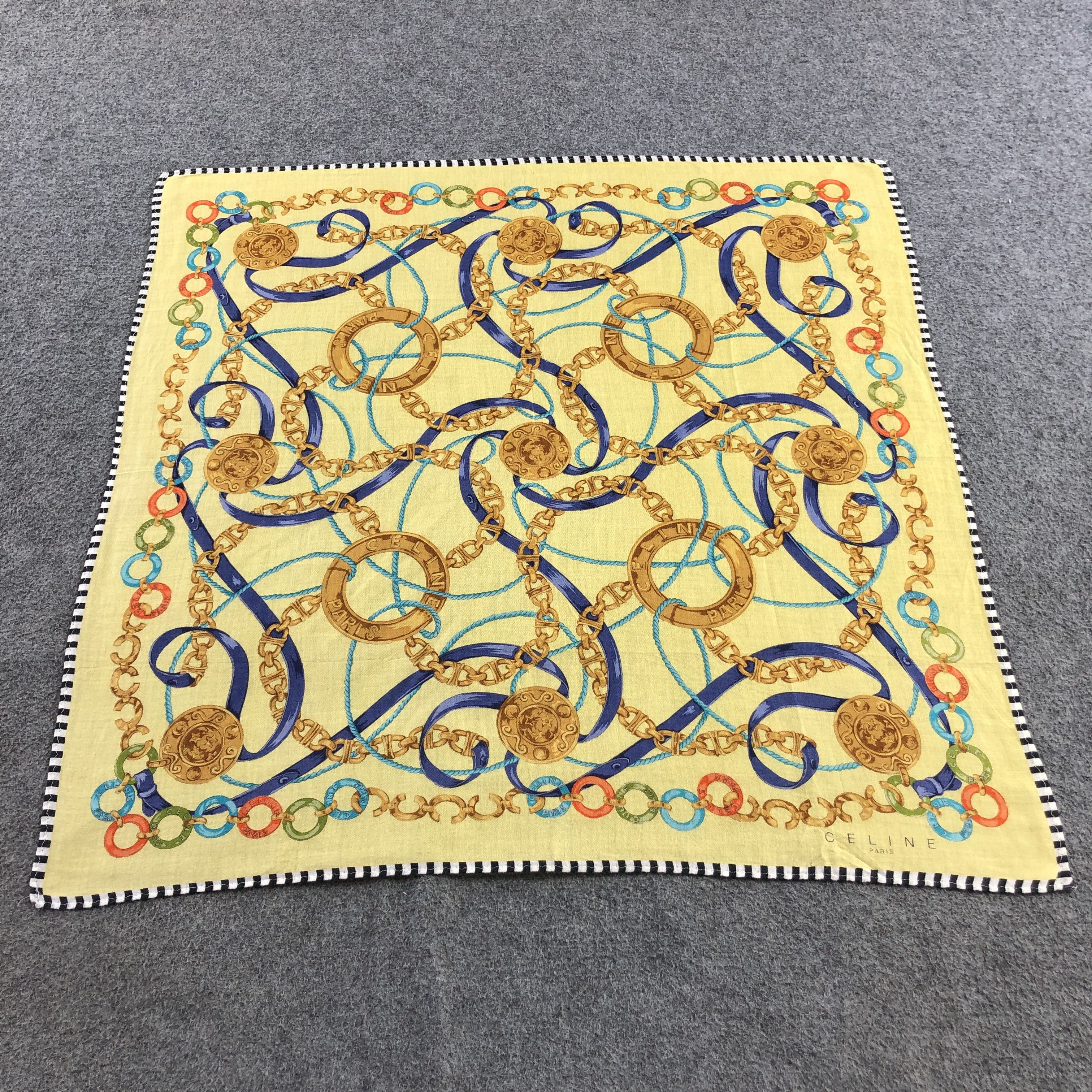 Vintage Celine Chains Handkerchief Neckerchief Bandana H2648 Size ONE SIZE - 1 Thumbnail