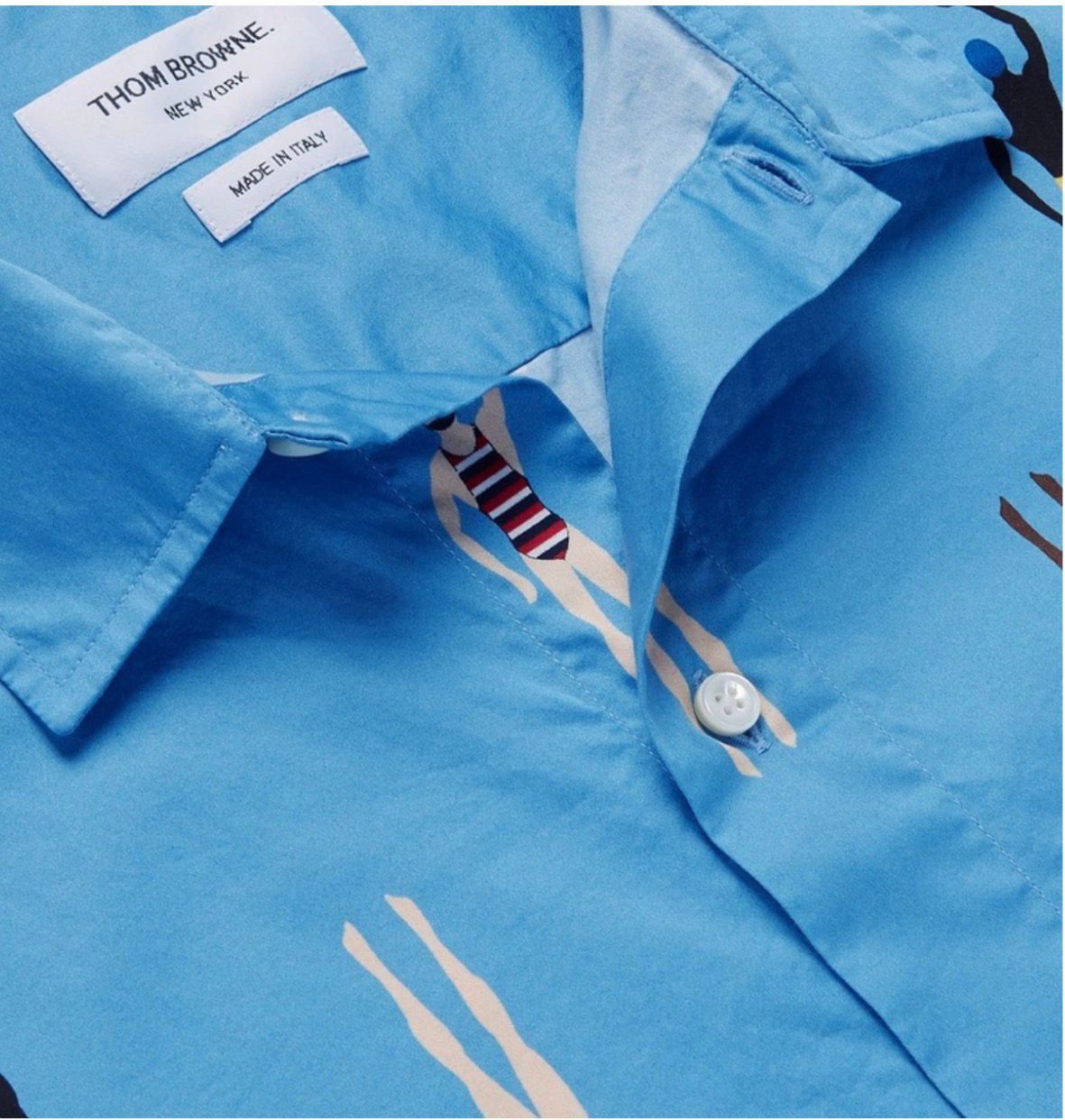 Thom Browne Thom Browne - Printed Cotton Shirt Light blue size 4 Medium Size US M / EU 48-50 / 2 - 8 Thumbnail