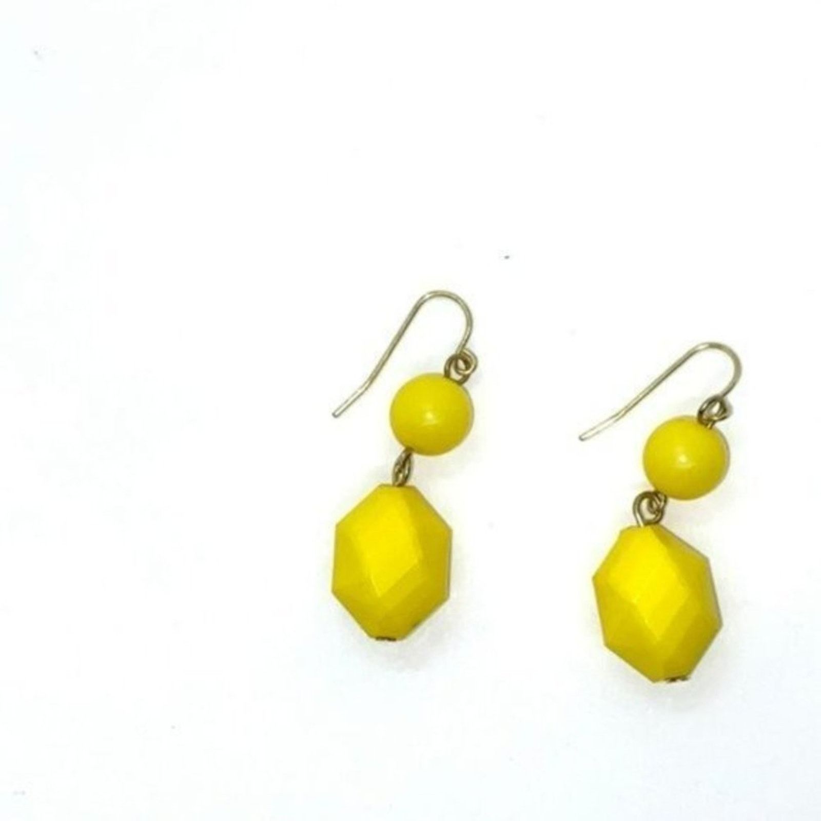 Handmade Gold-Tone Yellow Bead Pendant Dangle Earrings Size ONE SIZE - 5 Thumbnail
