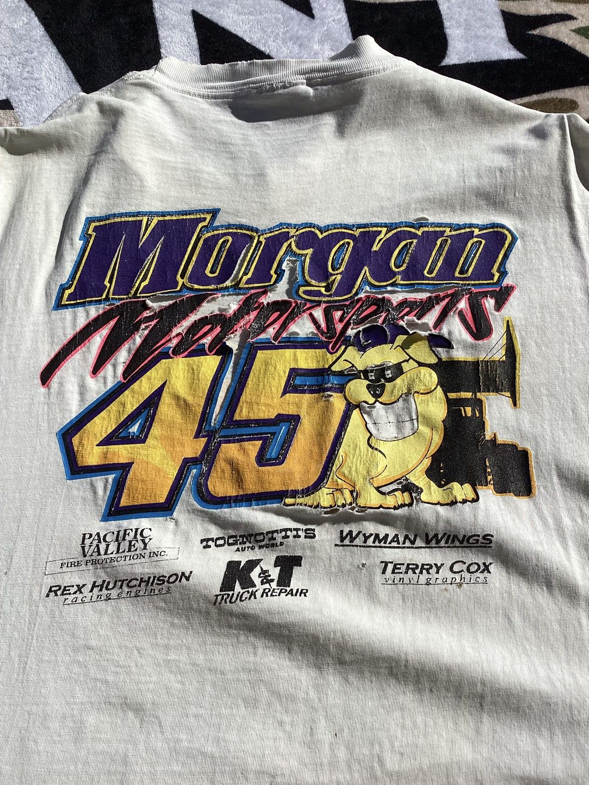 Hanes Vintage 1990s/Y2K Gary Morgan distressed thrashed racing Tee Size US XL / EU 56 / 4 - 2 Thumbnail